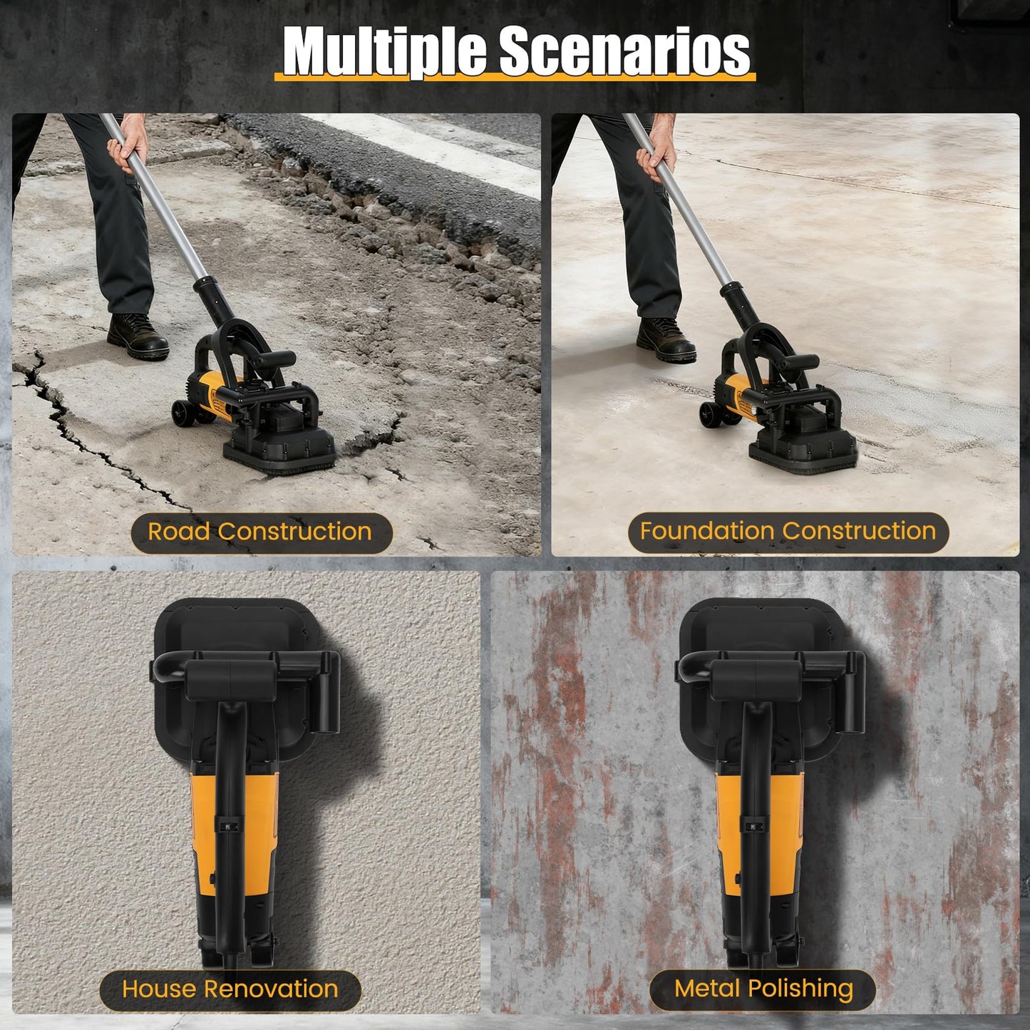 4-Head Concrete Grinding Machine, 3800W Copper Motor for Concrete Grinding