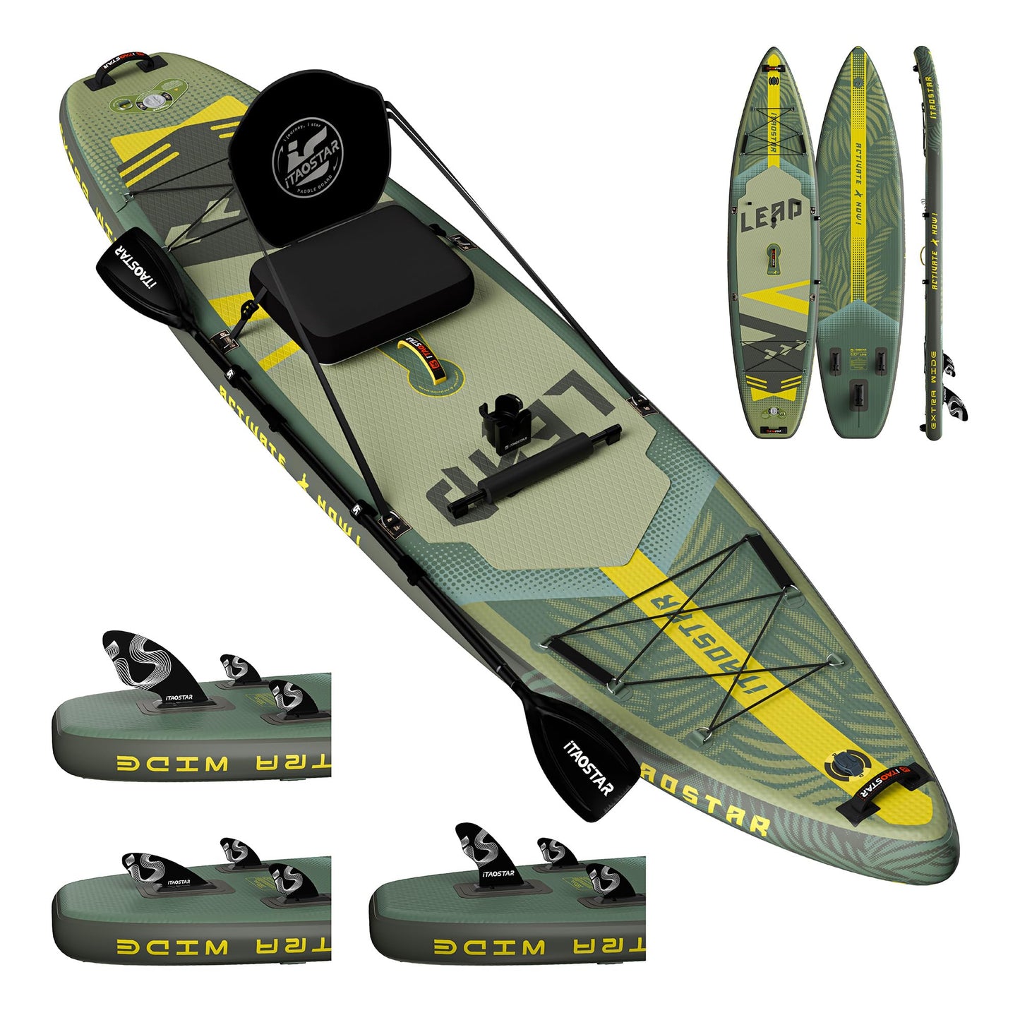 iTAOSTAR Lead 12' × 35" Inflatable Stand Up Paddle Board with Seat, Extra Wide SUP Board with 5 Fins Stable Design for Familly, Youth, All Skill Levels, Lakes, Oceans & Fishing