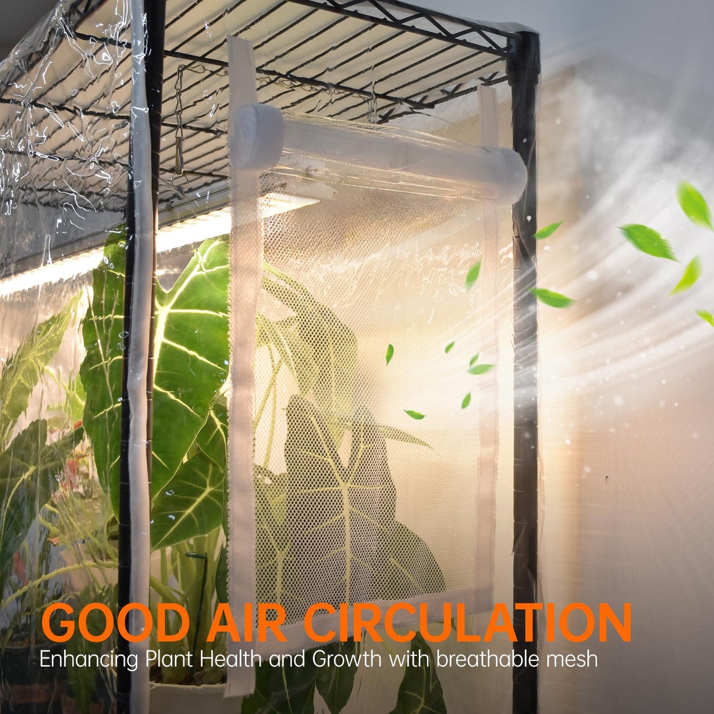 Bstrip Indoor Greenhouse with Grow Light, 5-Tier 47.2"x17.8"x71" Metal Plant Cabinet with Timer & Cover, 4 x 36W Full Spectrum LED Grow Light (3 Color Modes), Seed Starting Trays for Indoor Gardening
