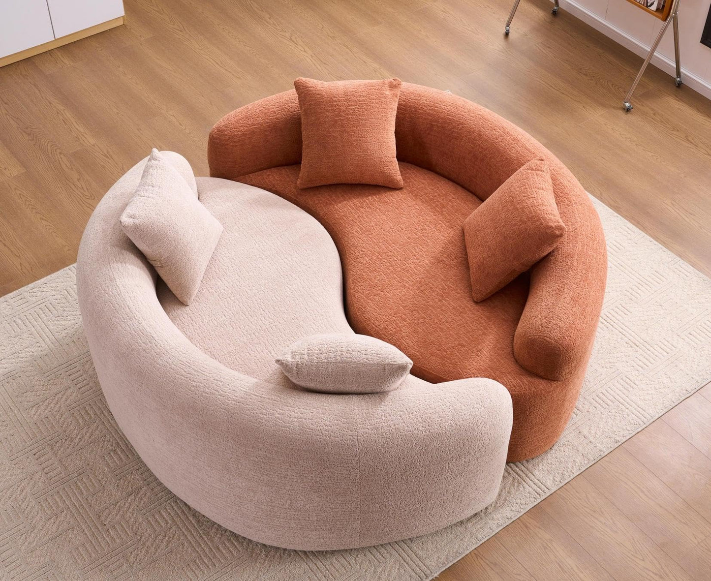 KEIKI S-Curved Loveseat Chenille Couches with 2 Pillows, Upholstered Luxury Plush Cloud Sectional Sofa for Living Room Apartment, Full Sponge Compression