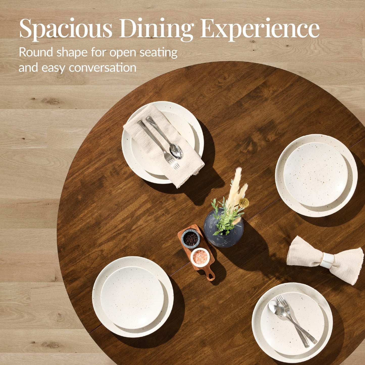 Best Choice Products Solid Wood Dining Table for 4-6, Kitchen Table, 47" Round Table, Modern Farmhouse, Space Saving for Dining Room, Kitchen, Or Living Room, Easy Assembly - Walnut