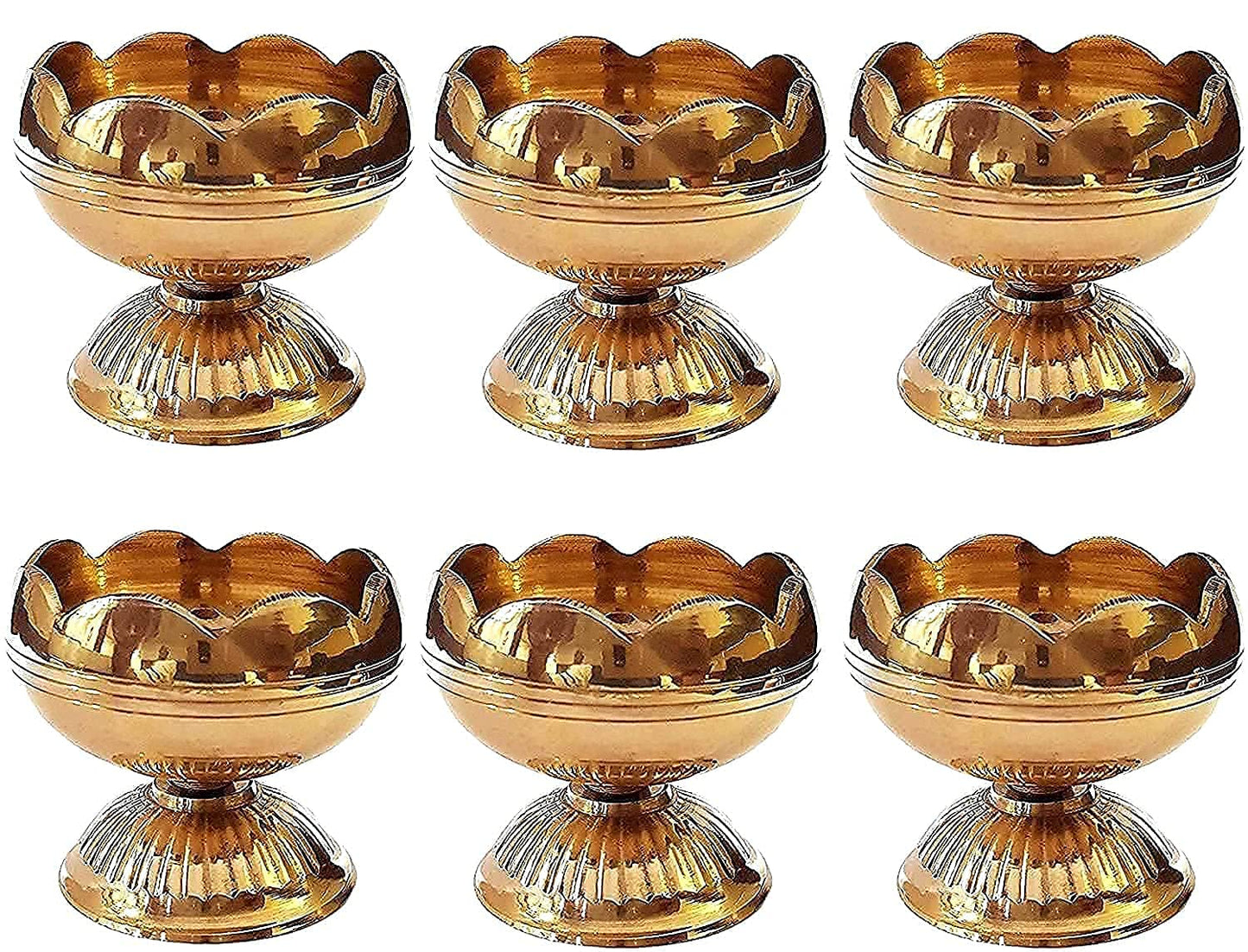 Craftsman Brass Diya Oil Lamp - Pack of 2, Golden, TOMATO NANDA, Ideal for Diwali Decoration and Pooja