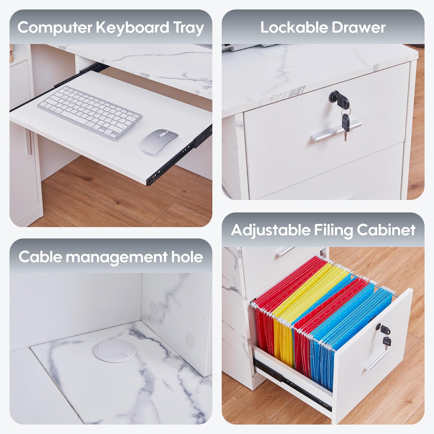 Zethvax L-Shaped Reception Desk,Large Front Desk with Keyboard Tray, Lockable Drawers & File Cabinet, Receptionist Desk for Checkout,Lobby and Beauty Salon