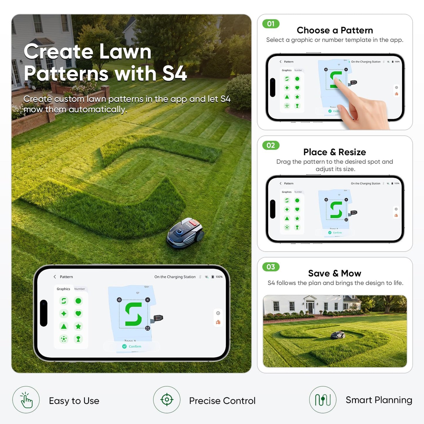 Sunseeker S4 LiDAR Robot Lawn Mower for Up to 0.25 Acre (1000 m²), Vision AI + 360° 3D LiDAR Navigation, Wire-Free Virtual Boundary, Systematic Cutting, 42% Slope, App Control, 60 dB Quiet Mowing