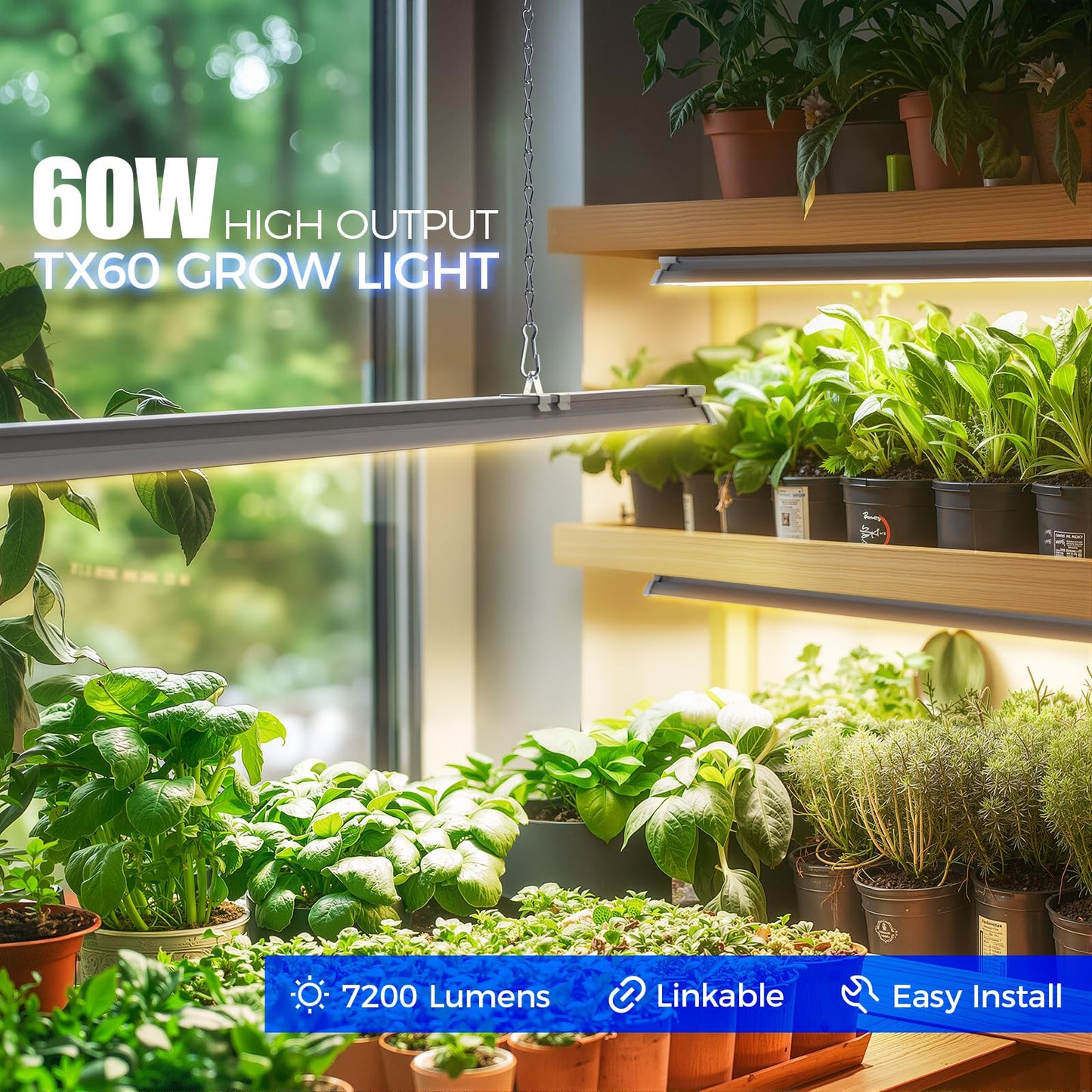Barrina TX60 Grow Light for Indoor Plants, 240W, Full Spectrum, 4FT, 4 Packs, 3000K+6500K+660nm, with Timer