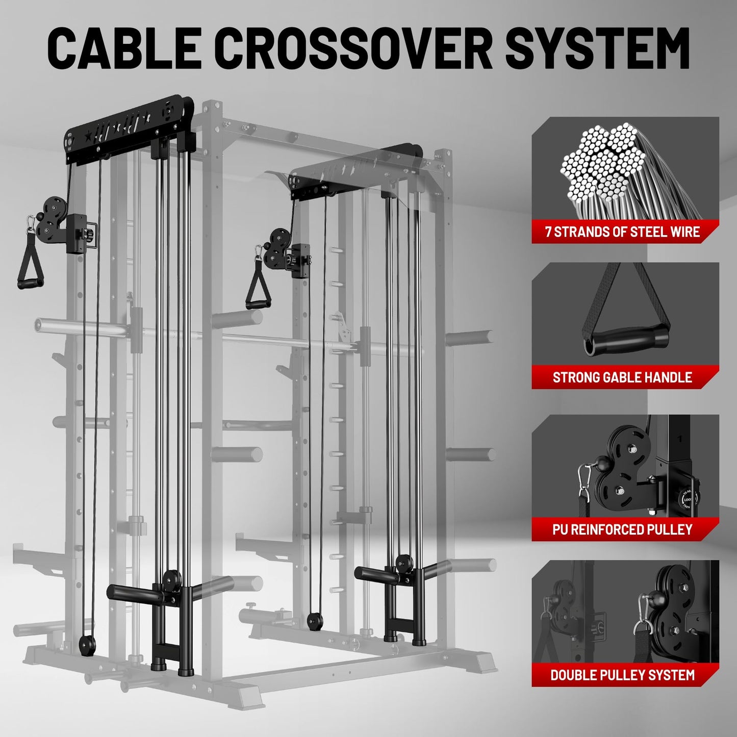 JELENS Smith Machine for Home Gym, Multi-Function M12 Power Cage, Squat Rack with Smith Bar and More Attachment (Black, M12 Smith Machine)