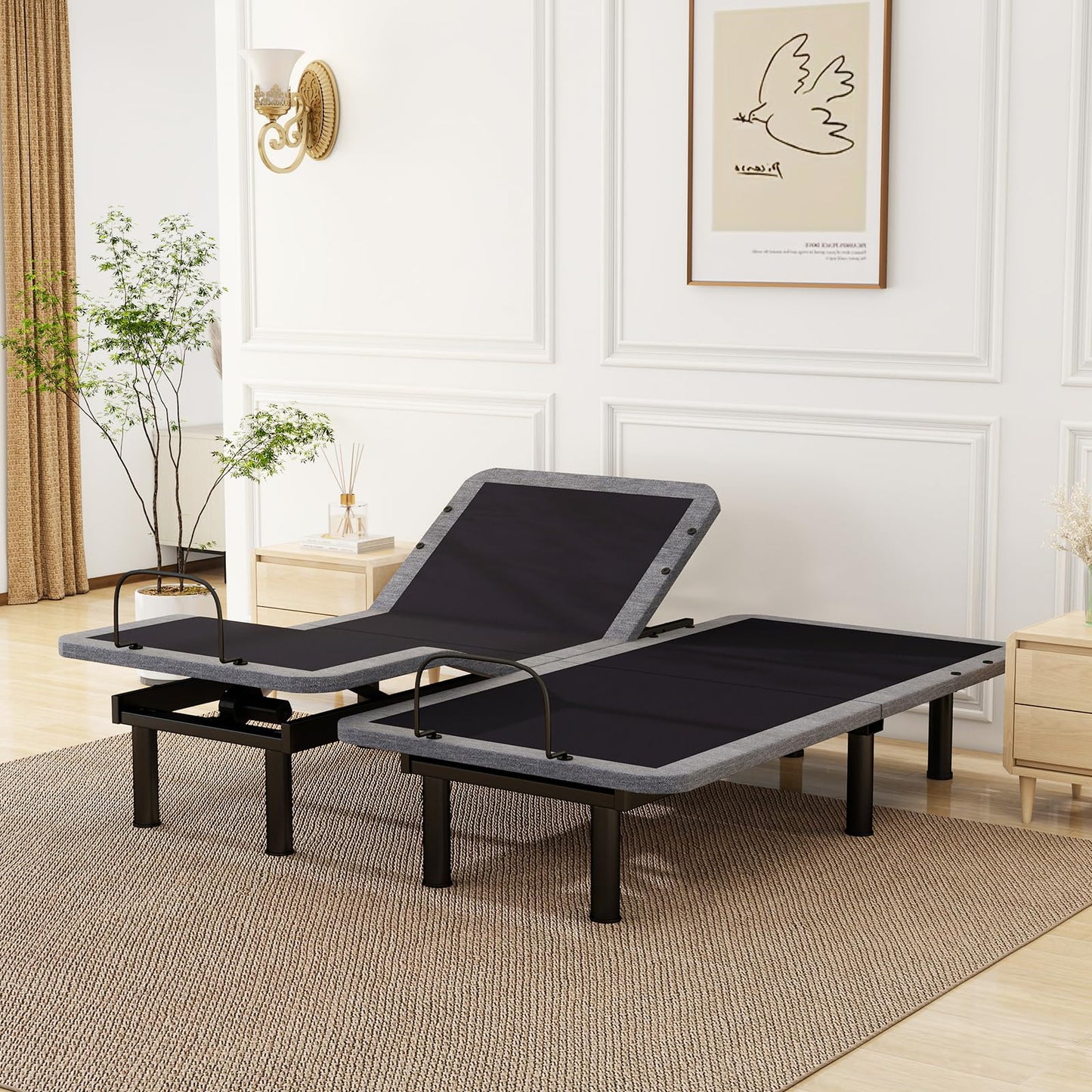 Split King Adjustable Beds with Thickened Frame, Adjustable Bed Frame with with Wireless Remote, Separate Head/Foot Lift, Massage, Zero Gravity,USB Ports, Adjustable Bed Bases with Sturdy Metal