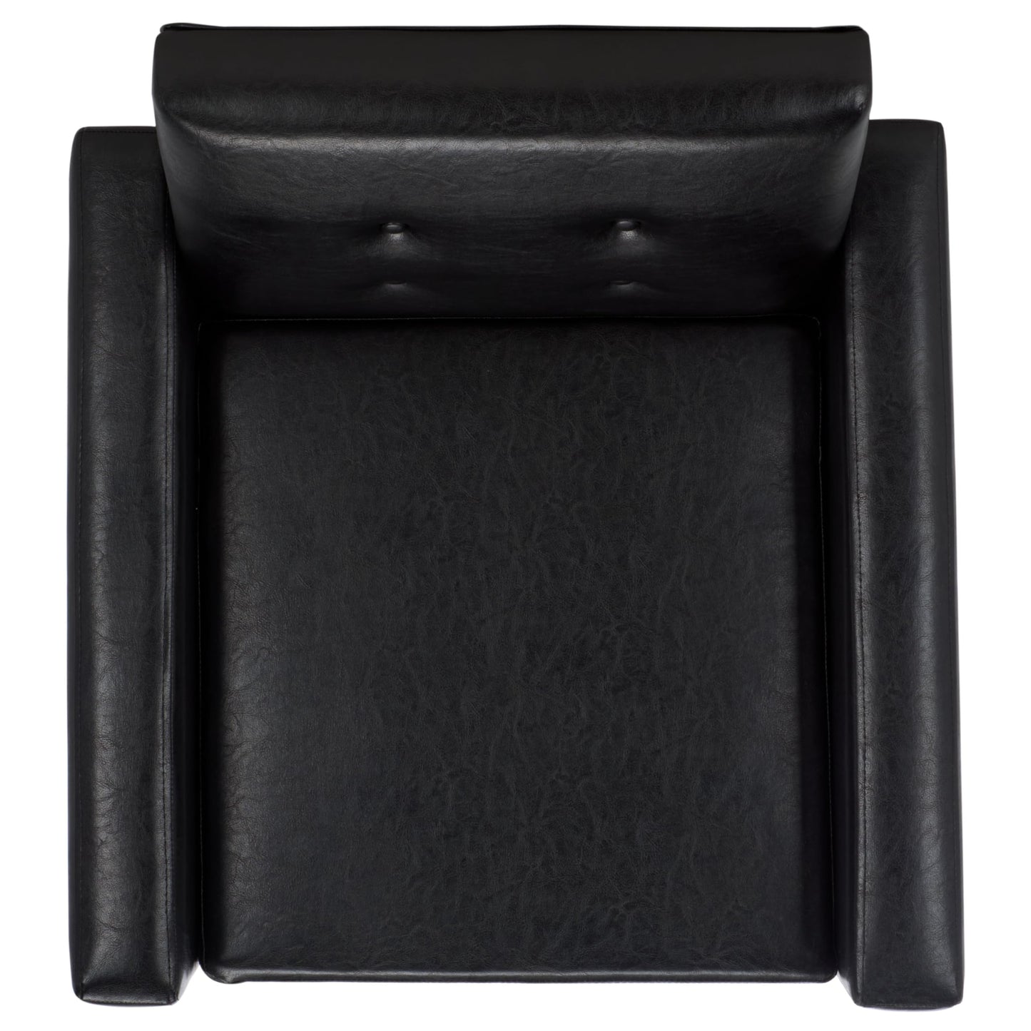 SAFAVIEH Home Collection - Roald Accent Chair, Black Faux Leather Tufted Seat & Antique Brown Solid Wood Frame (ACH6209D)