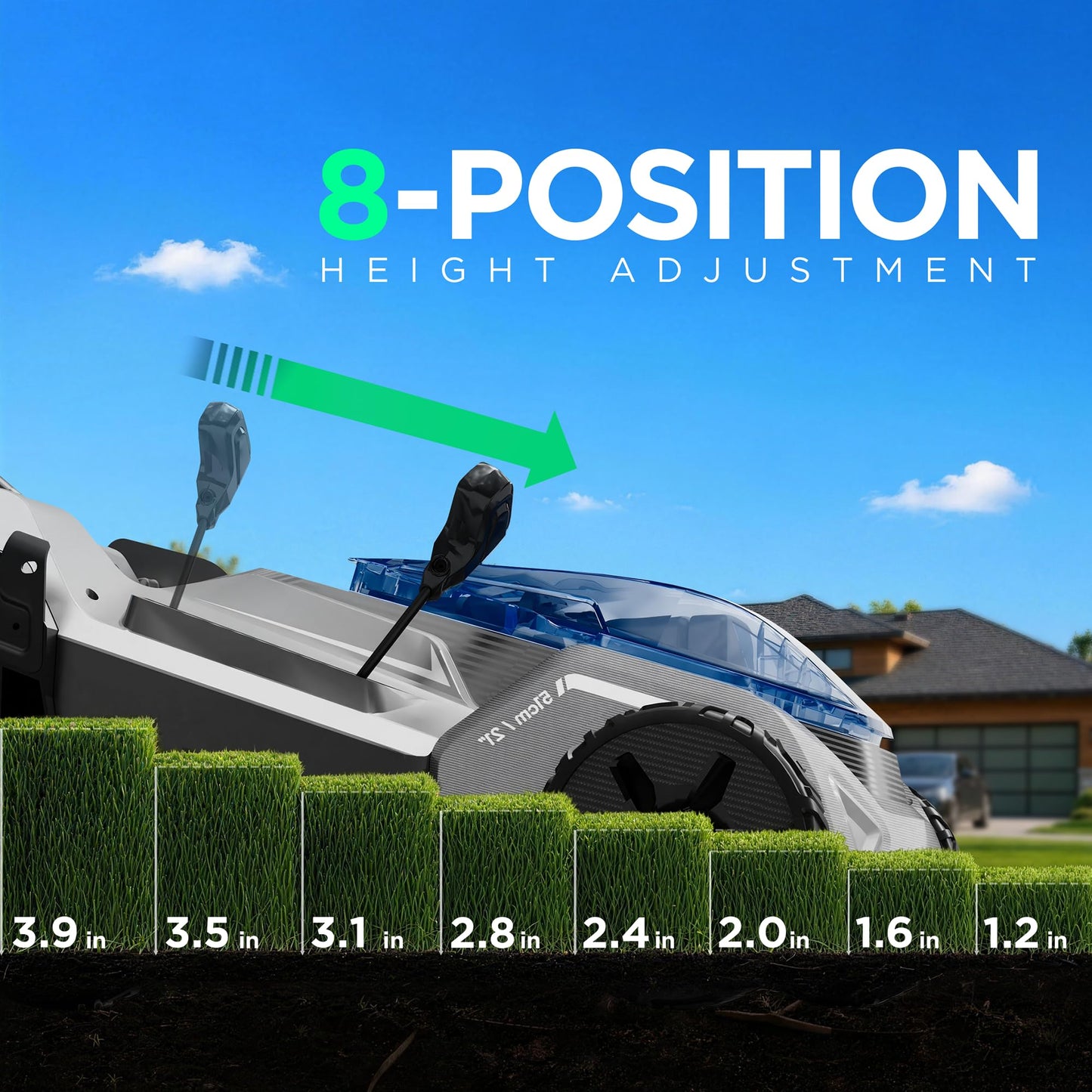 Kraftsense 21" Cordless Lawn Mower, 80V Lightweight Push Mower with 2×4.0Ah Battery & Charger, Lawn Care, Backyard Maintenance