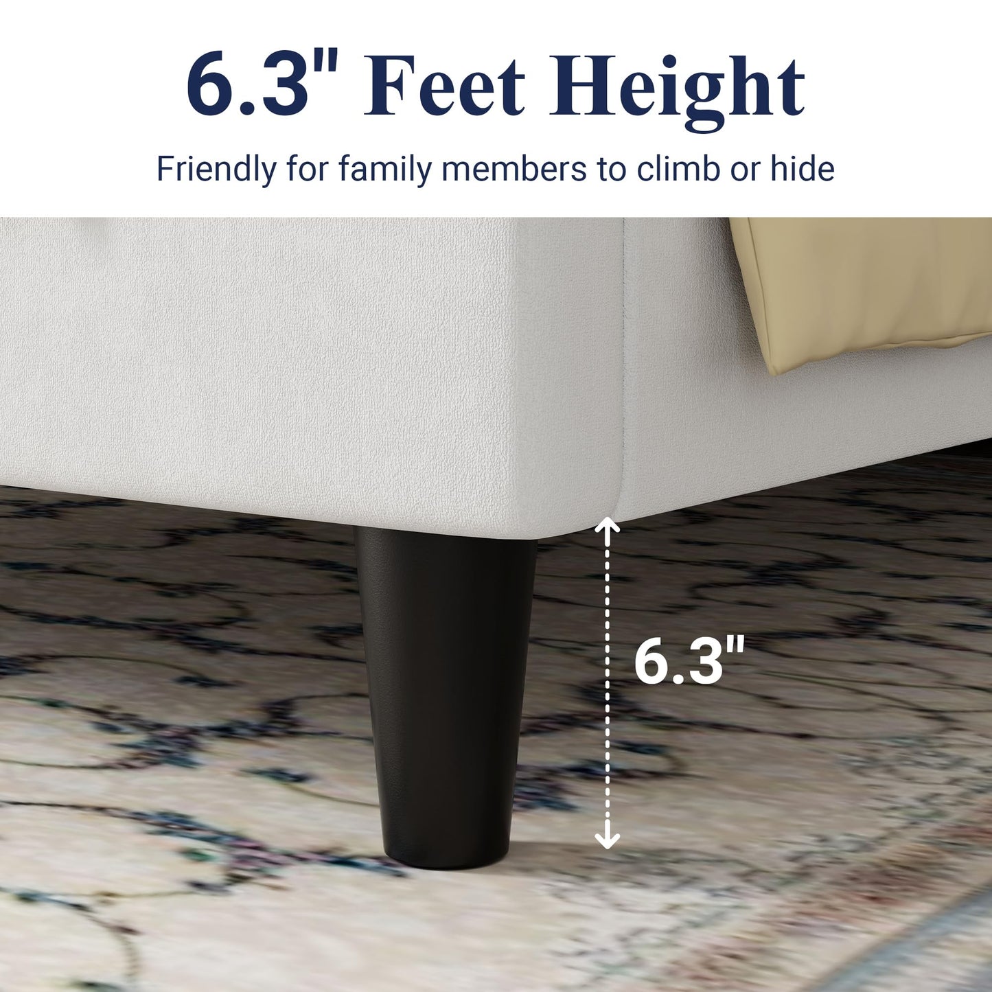 Allewie Full Bed Frame/Velvet Upholstered Bed Frame with Vertical Channel Tufted Headboard/Strong Wooden Slats/Platform Bed Frame/Mattress Foundation/Box Spring Optional/Easy Assembly/White