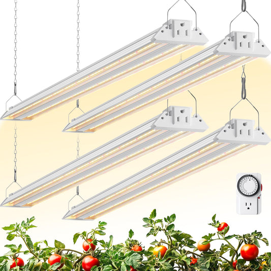 Barrina TX72 Grow Light, Full Spectrum, 288W, 4FT, 4 Pack, 3000k+6500k+660nm, with Mechanical Timer, Linkable for