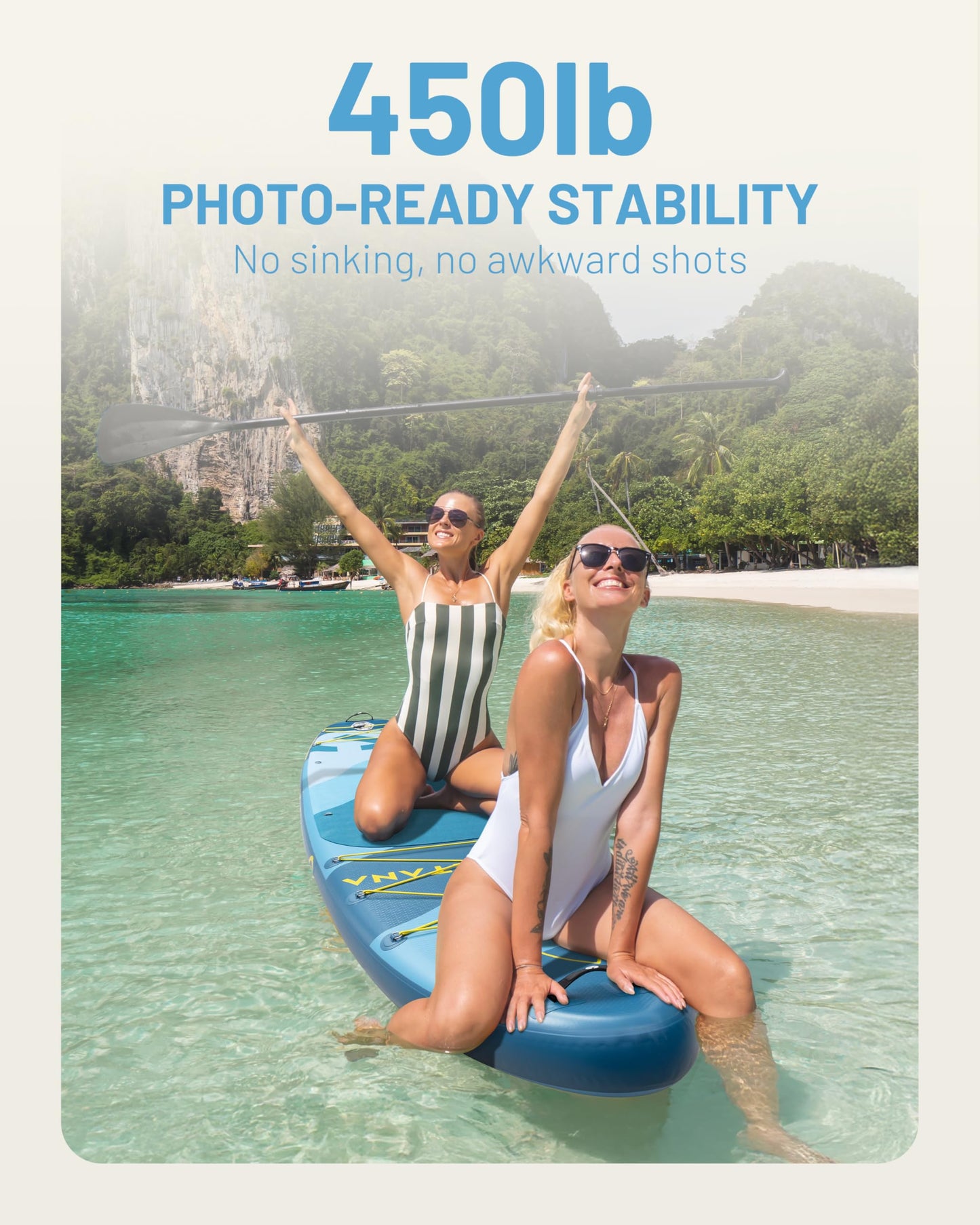 CETANA 11’6” x 35” Extra Wide Inflatable Paddle Board, 450 lb Capacity Wide Stable SUP, 2–3 Person Paddle Board for Photos, Aesthetic Photo-Ready Design, Beginner Friendly Stand Up Paddle Board