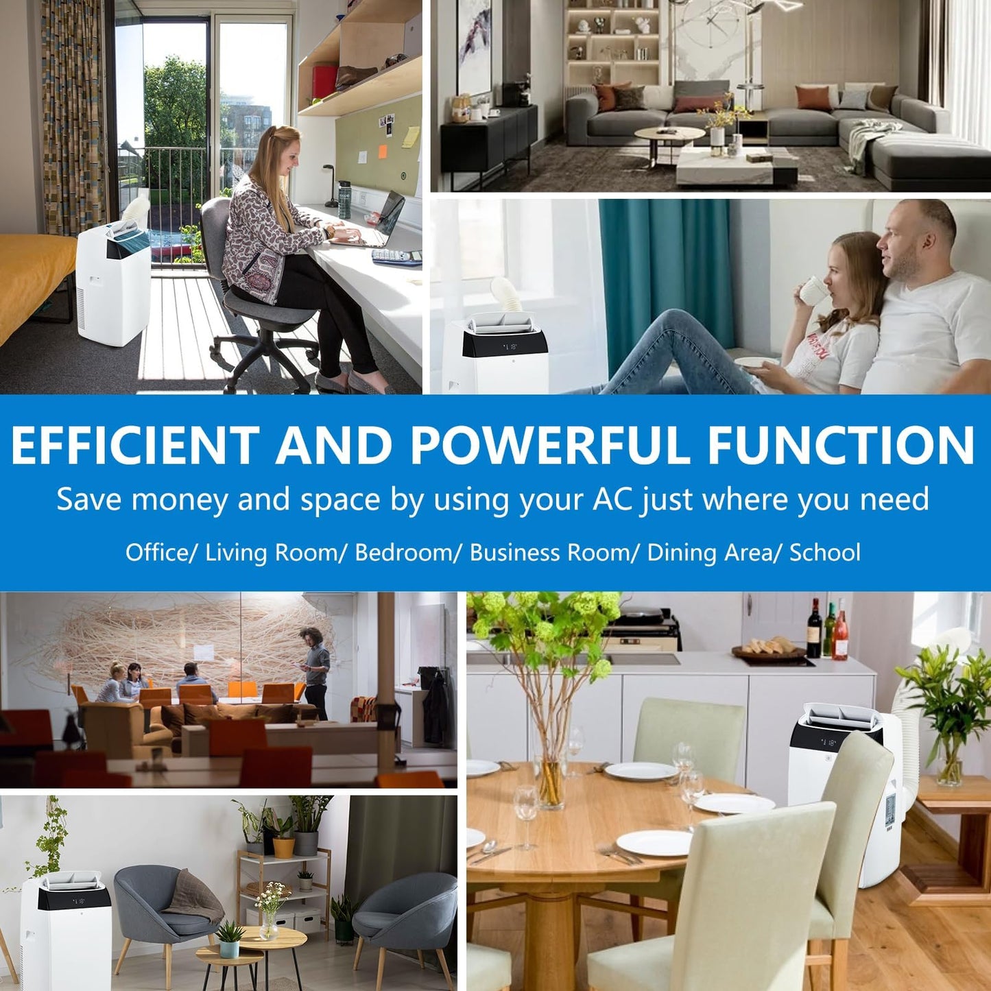 14,000 BTU Portable Air Conditioner Cools up to 750 Sq.Ft, 3-in-1 Quiet Portable AC Unit with Remote Control & Installation Kits for Large Room, 3 Speed, Auto Swing, 24H Timer