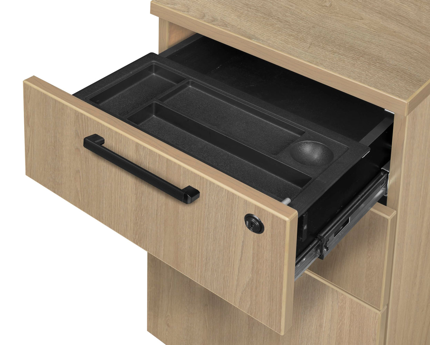 Romig Legacy 60 x 77 in. L Desk with Single Full Pedestal Drawer Unit- Noble Oak