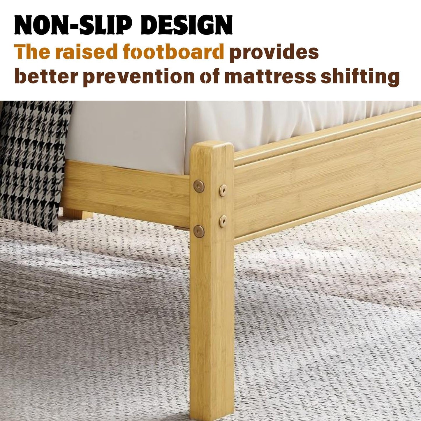 Goltriever 14 Inch Solid Bamboo Wood Queen Bed Frame with Headboard, Platform Bed Frame Queen Size with Metal Slats, No Box Spring Needed, Easy Assembly, Noise-Free, Natural