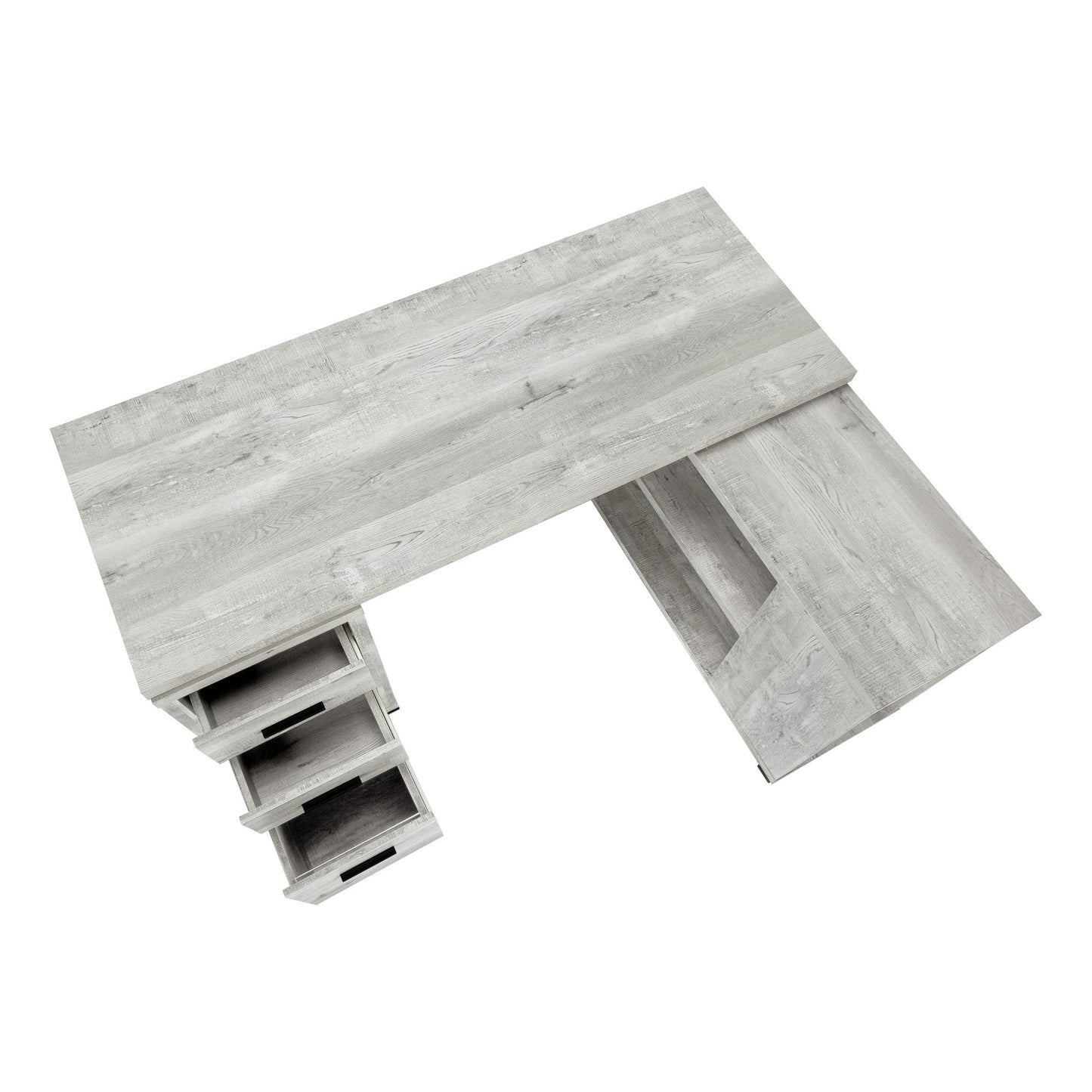 Monarch Specialties Computer Desk L-Shaped Corner Desk with storage - Left or Right Facing - 60"L (Grey Reclaimed Wood Look)