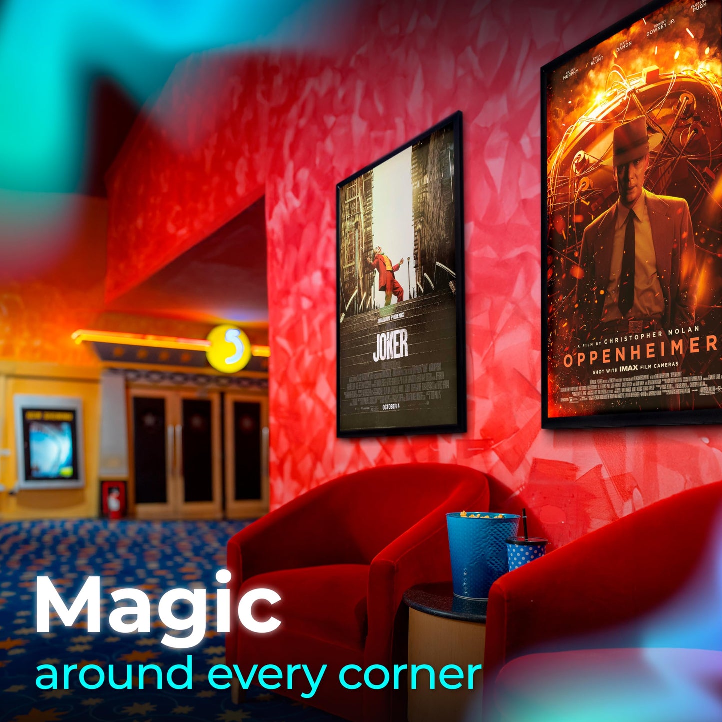 NexaFrame LED Backlit Movie Poster Frame - 24 x 36 Black Cinema Box for Posters, Framed Wall Art Lights for Paintings & Pictures, Digital Signage Display, Lighted Theater Advertising Signs, Light Box