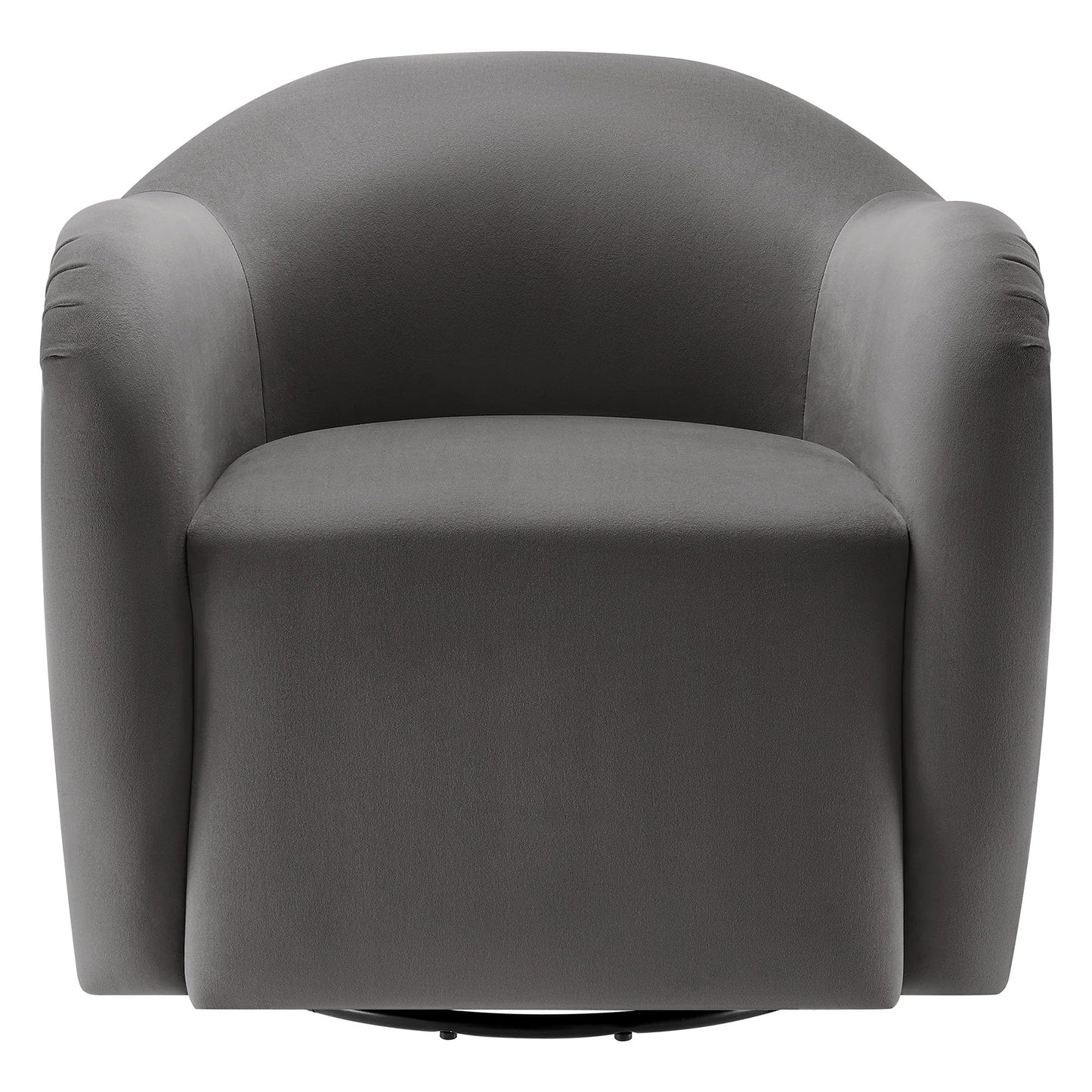 Modway Compose Performance Velvet Swivel Armchair in Storm Gray - Barrel Accent Chair - Comfy Round Single Sofa Chair with 360° Rotation - Modern Upholstered Club Chair for Living Room, Bedroom