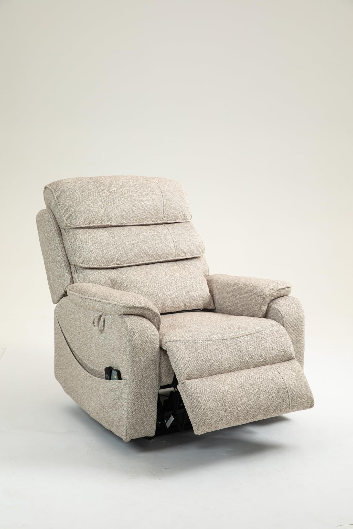 Ball & Cast Lift Recliner Chair with Sides Pockets,Lounge Relax Single Sofa W/Maximum Adjustable Tilt 180 Degrees and Multi-Function Massage & Heat,Armrests W/Cup Holder,for Living Room,White