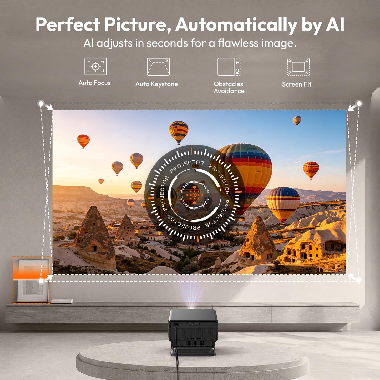 Smart Projector with WiFi and Bluetooth 1200 ANSI, Native 1080P 4K Supported, Auto Focus 6D Keystone, XGODY Gimbal A8, Premium 20W HiFi Stereo Sound, Home Theater Movie Projector for Bedroom/Outdoor