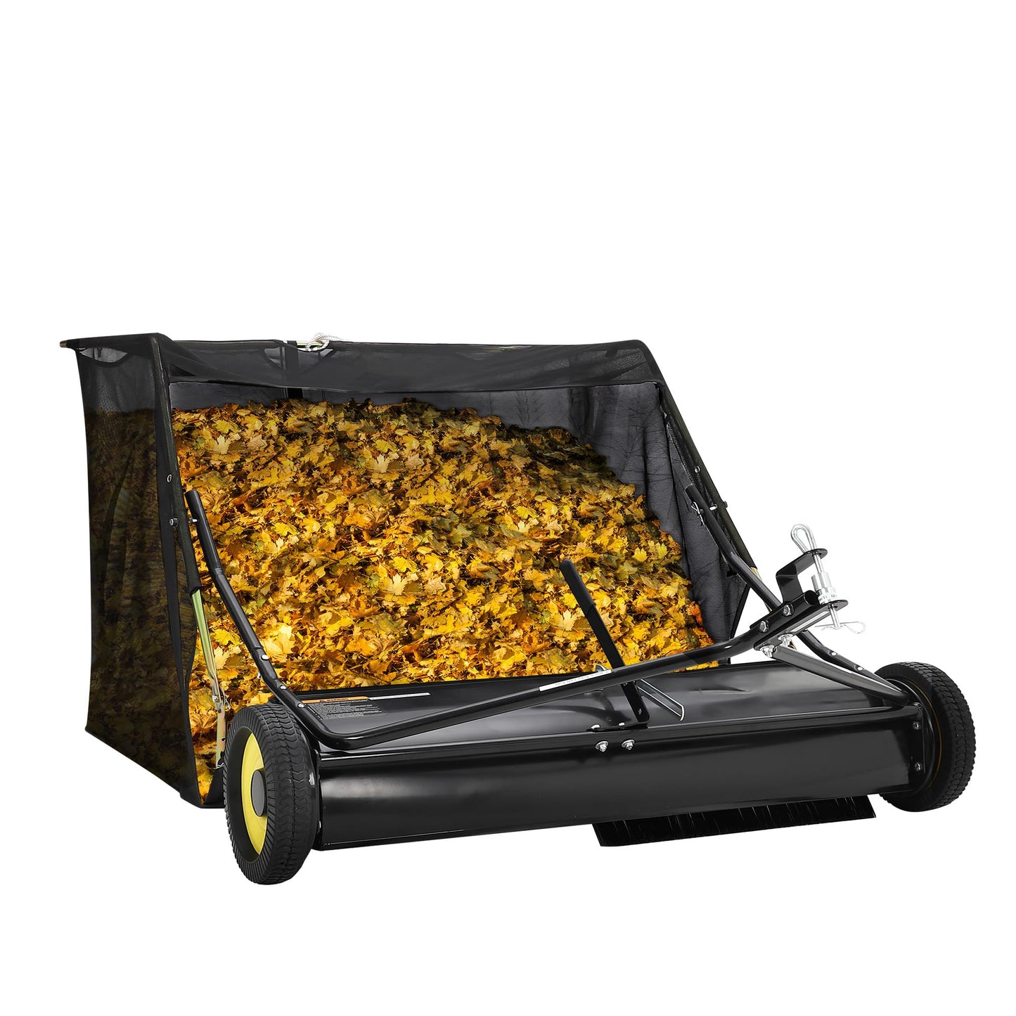 GarveeHome 42" Tow‑Behind Lawn Sweeper, Heavy‑Duty Leaf & Grass Collector for Lawn Tractor/ATV, 24 Cu.ft Yard Sweeper with Adjustable Height & Dumping Rope, Pull Behind Lawn Sweeper for Leaves