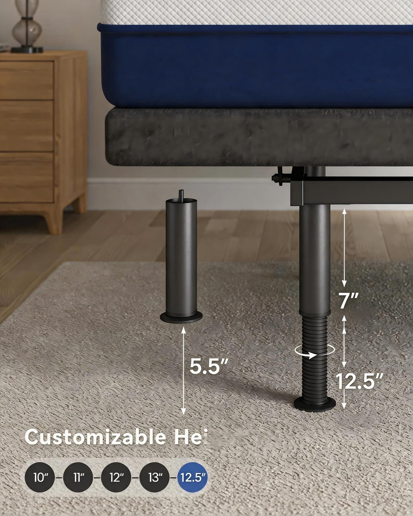 kaipuyiree Queen Size Adjustable Bed Frame with Massage & Zero Gravity - Electric Bed Frame with Remote, USB Charging, LED Night Light, 7.5-12.5" Adjustable Height, 900LBS Capacity, Quiet Motor