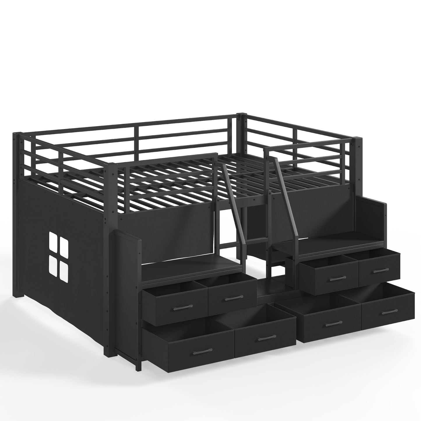 Bellemave Full Low Loft Bed,Metal Kids Loft Bed Frame for Boys Girls,Black