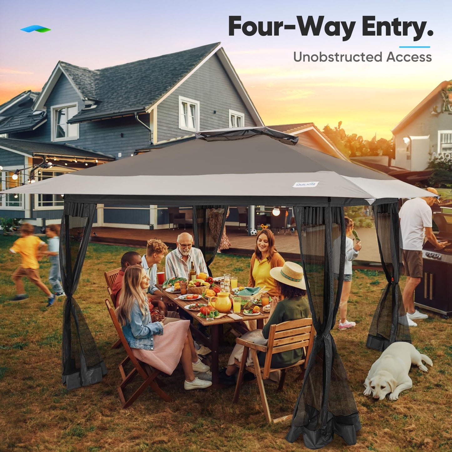 Quictent 13'x13' Pop up Gazebo Canopy Tent, One Person Set up Portable Instant Folding Shelter, Outdoor Canopy Tent with Extra Shade for Backyard, Patio, Party