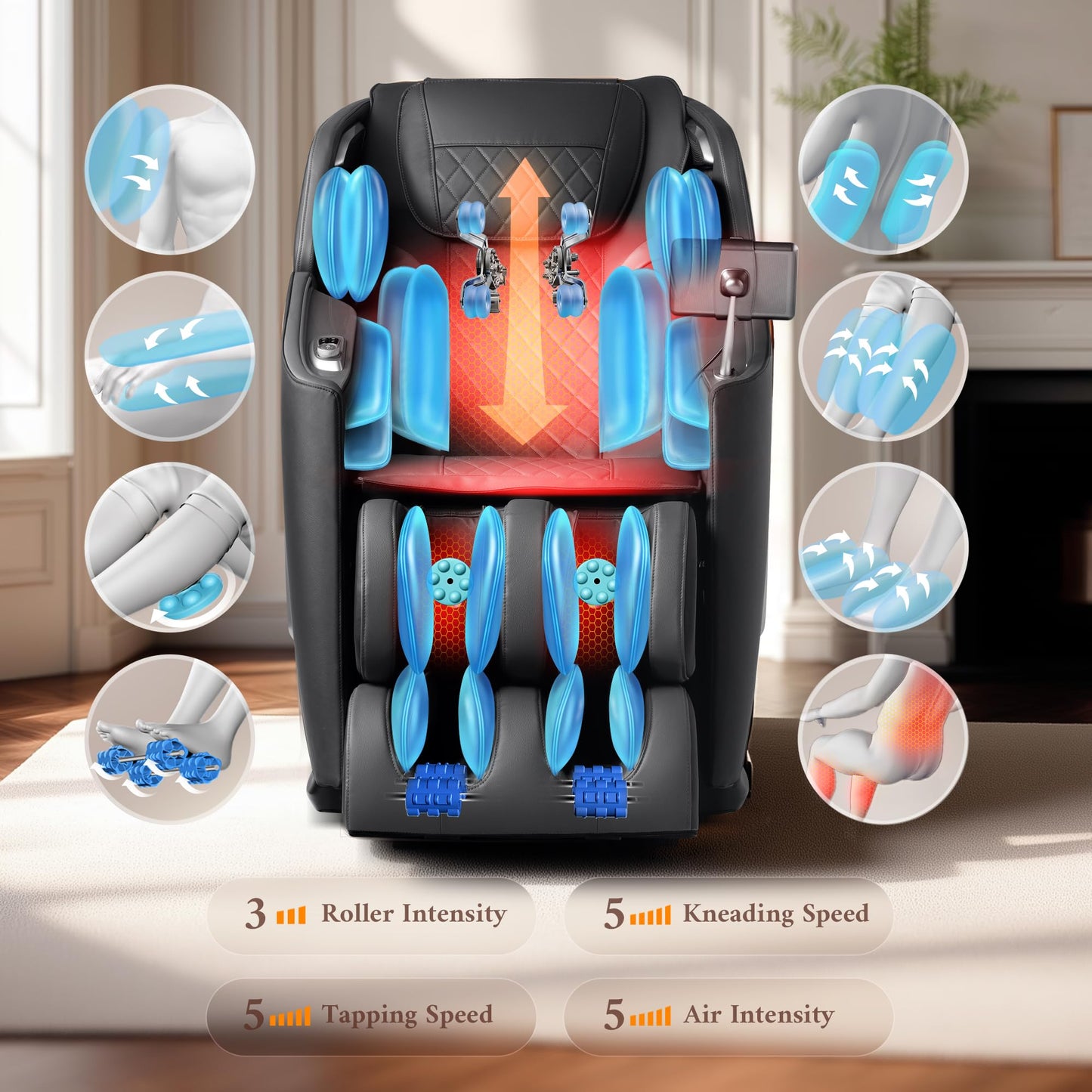 4D Massage Chair, Full Body Massage Chair, Zero Gravity Recliner w/ Intelligent Voice Control, 53.14" SL Track, Electric Calfrest Extension, 12 Auto Modes, USB Type-C, Bluetooth Speaker, TFT Screen