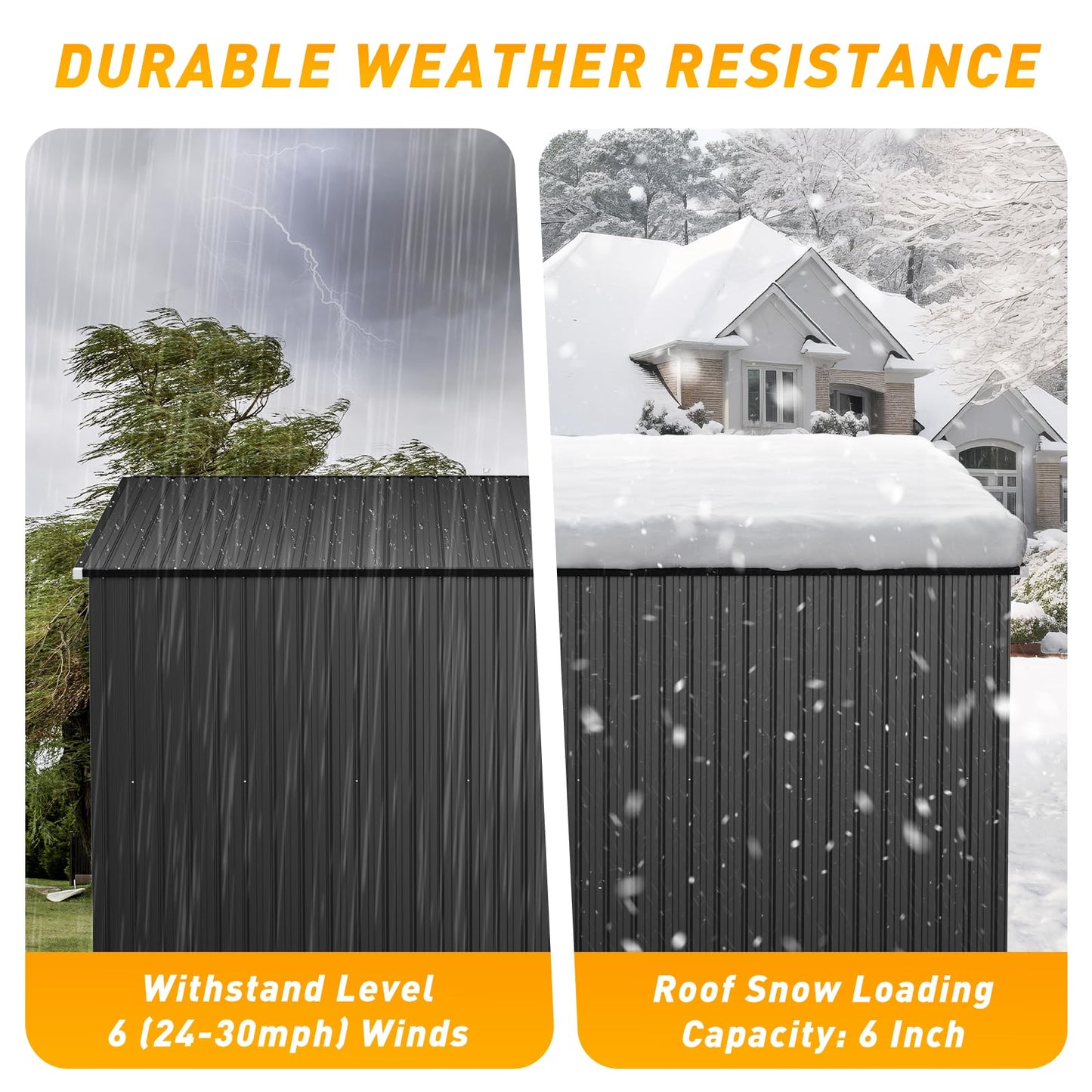 Breezestival Storage Shed 8'x10' Metal Outdoor Sheds with Triple Doors Utility Sheds for Vertical Storage, Dual Lock Lean to Shed Galvanized Steel with Sloped Roof for Mower,Bike,Garden Tools (Black)