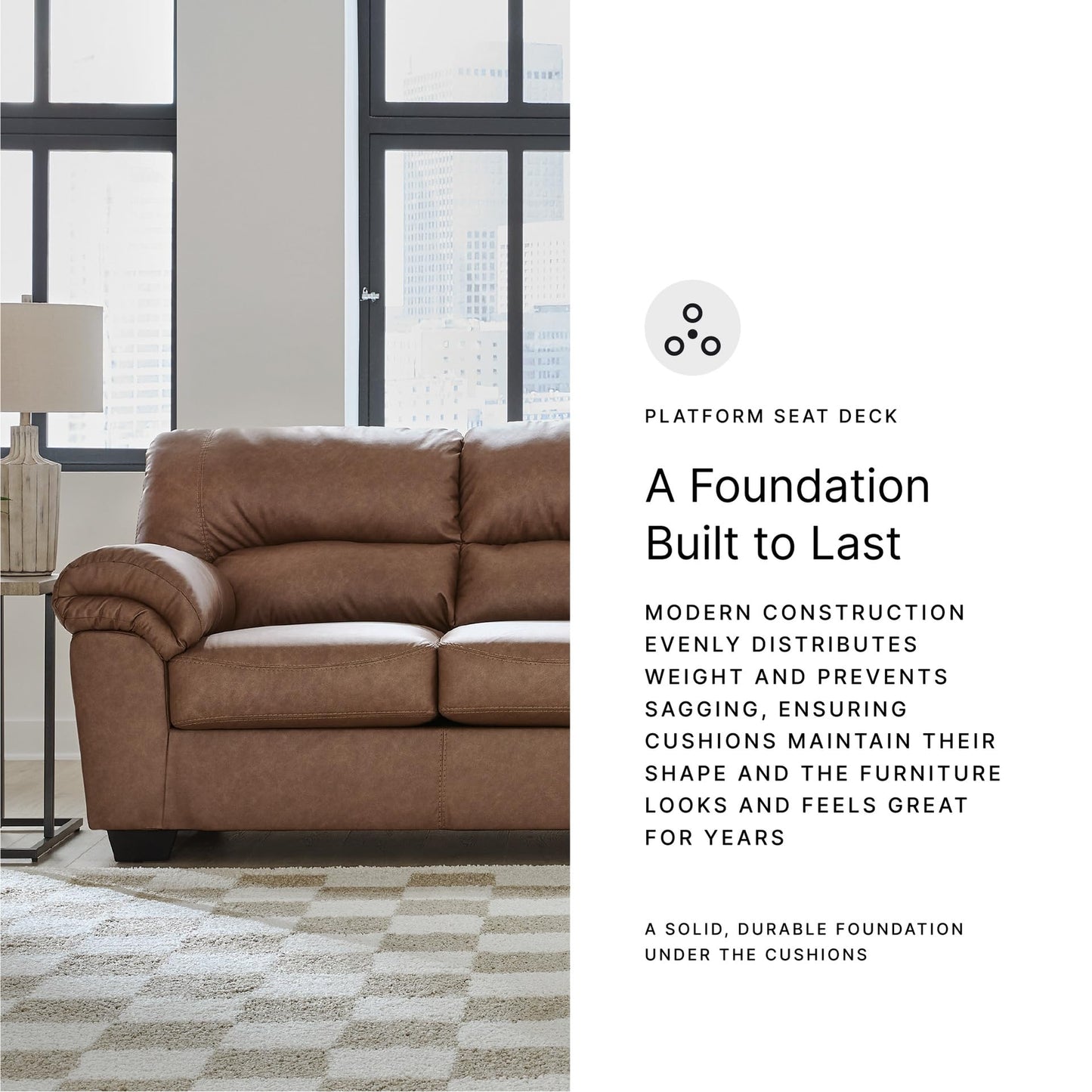 Signature Design by Ashley Walker Point Contemporary Sofa with Removable Cushion, Light Brown
