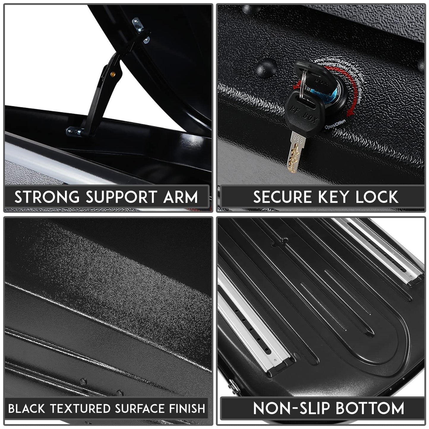 DNA Motoring Universal Heavy Duty Roof Storage Box Rooftop Cargo Carrier Luggage Case w/Keys,12.7 cu. ft. / 360L, PT-ZTL-8293-BK
