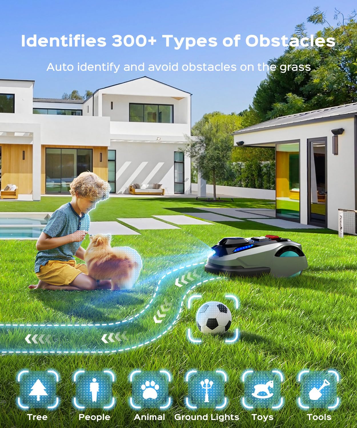YARDCARE N1600 PRO Wireless Robotic Lawn Mower, RTK & Vision Navigation, Up to 0.4 Acre Coverage, Smart App Control, Multi-Zone Mapping, Systematic Mowing Robot