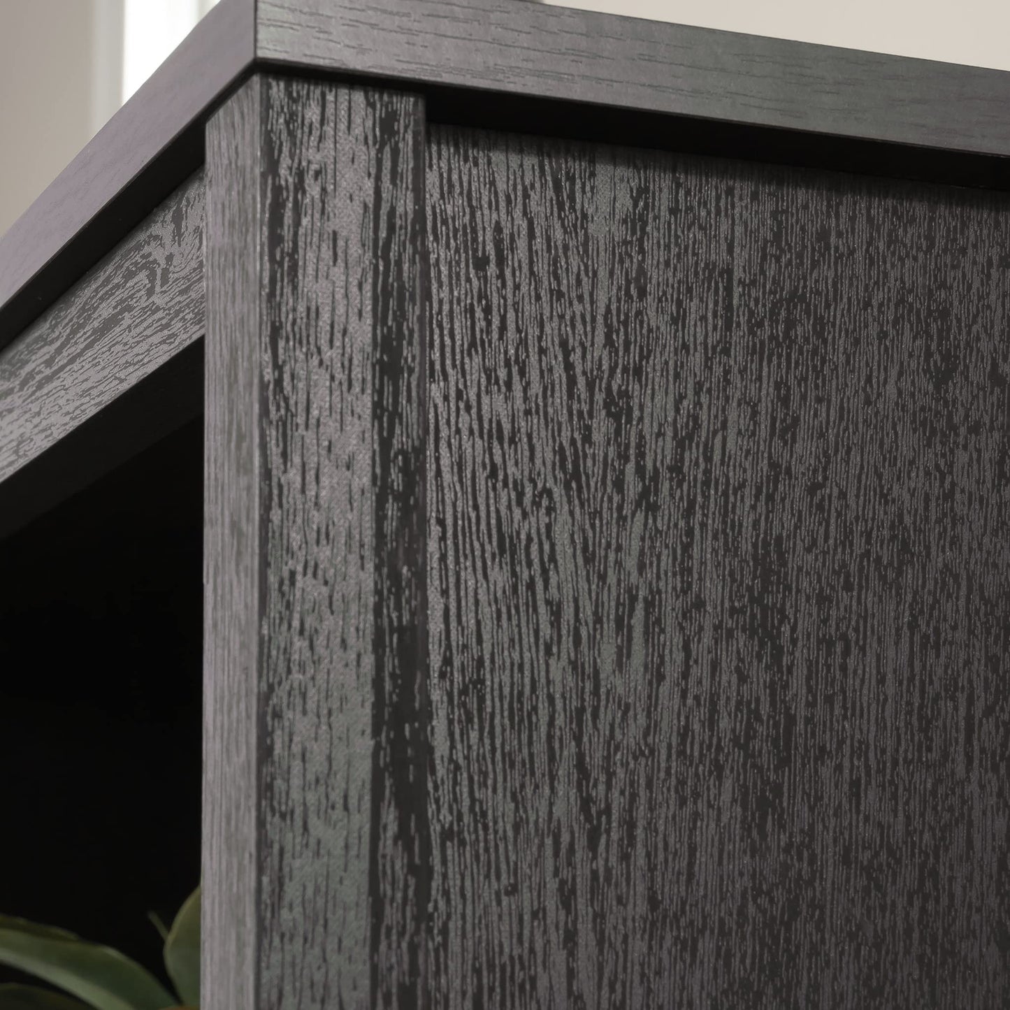 Sauder Cottage Road Book Shelf, Bookshelf with Storage, Library Bookcase with Doors and Adjustable Shelves, in Raven Oak Finish