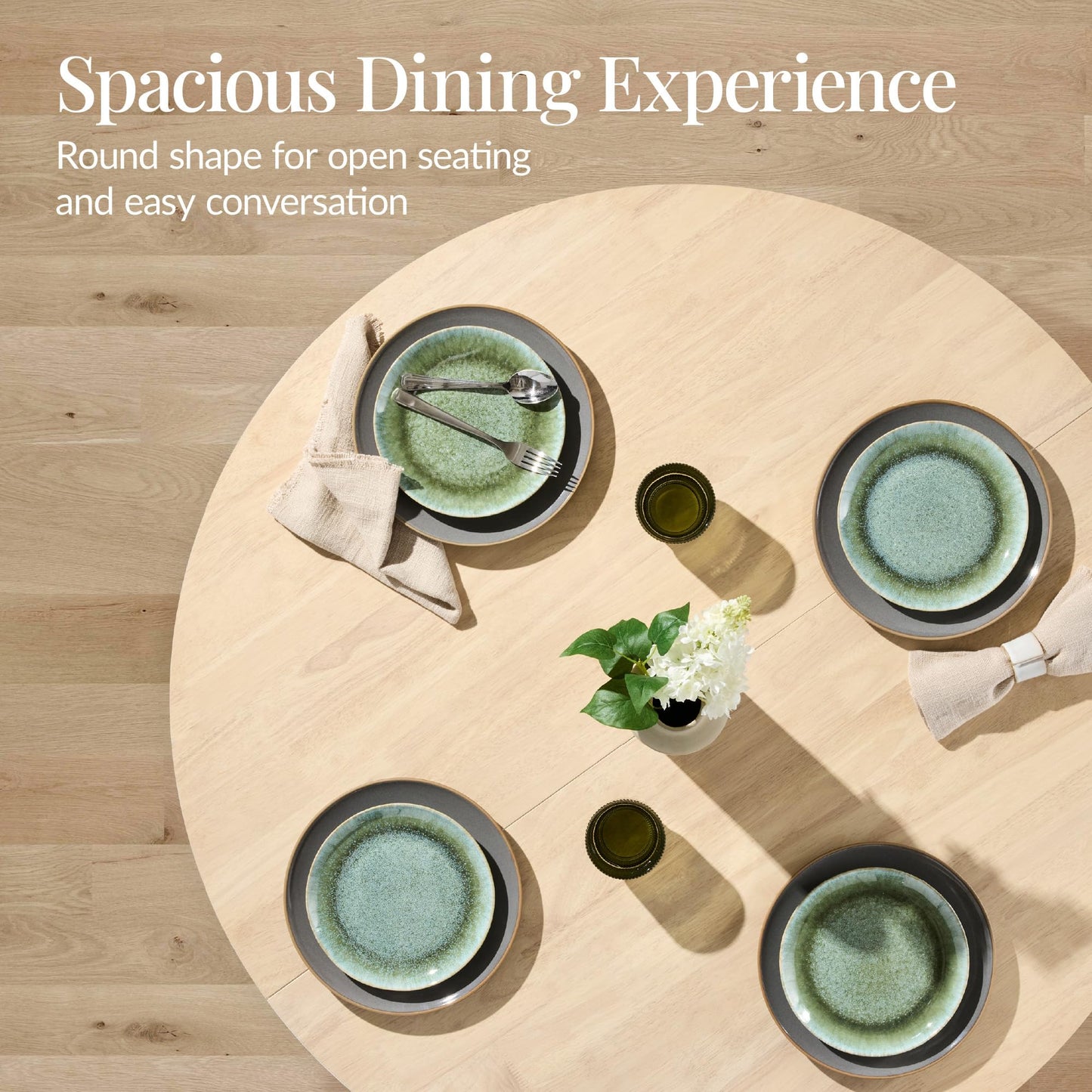 Best Choice Products Solid Wood Dining Table for 4-6, Kitchen Table, 47" Round Table, Modern Farmhouse, Space Saving for Dining Room, Kitchen, Or Living Room, Easy Assembly - Natural