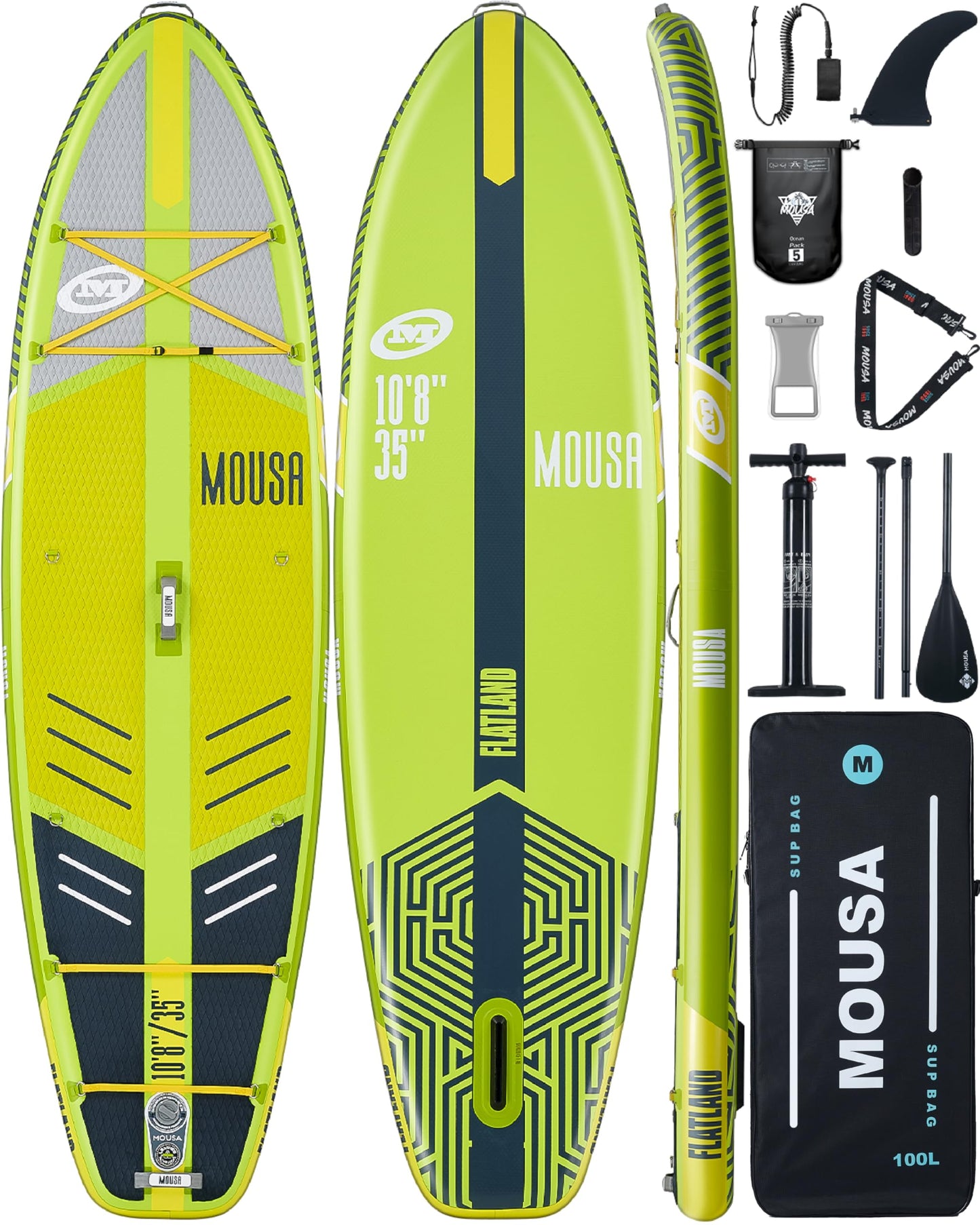 MOUSA 10’8 * 35 Extra Wide Inflatable Stand Up Paddle Board, Stable Paddleboard SUP for 2 People/Family, Anti-Slip Full EVA Deck,Shoulder Strap, 3 Handles, 100L Backpack, All-Round Sup Board, Big Fin