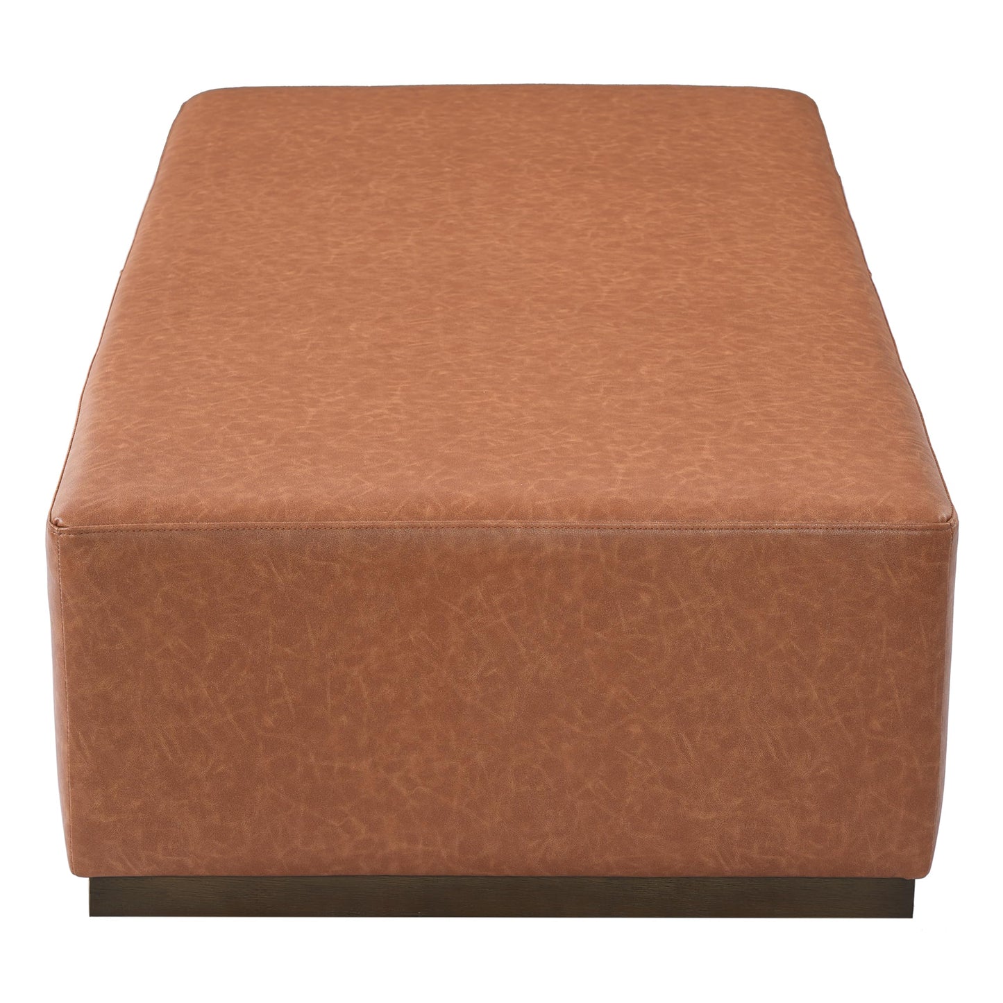 Christopher Knight Home Terra Faux Leather Upholstered Ottoman Bench, Wooden Sofa Foot Stools, PU Rectangular Pouf Coffee Table, Living Room Sofa Extra Seat, Tan Brown