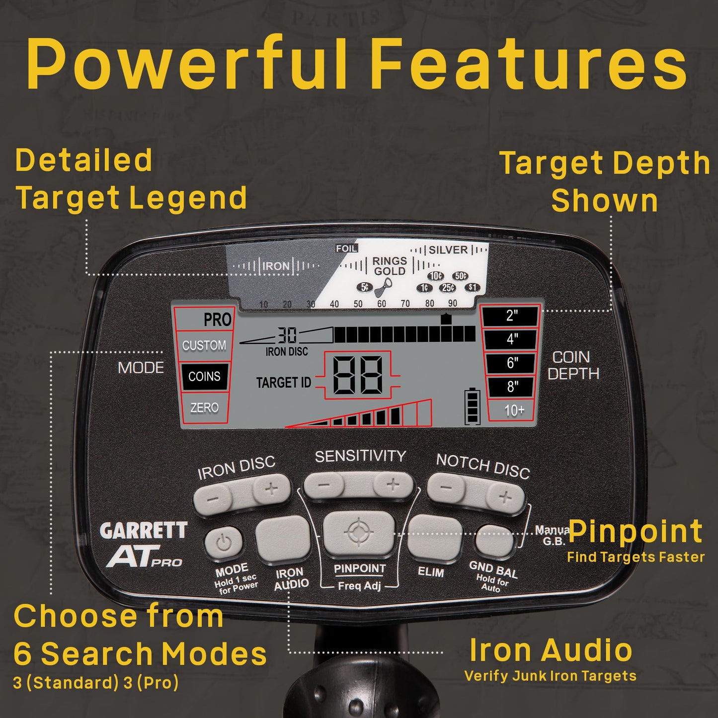 Garrett A.T. Pro & Pro-Pointer A.T. Metal Detector Bundle – Made in The USA - Waterproof to 10ft, Proportional Audio, Iron Audio, Fast Recovery, Includes MS-2 Headphones & Pinpointer