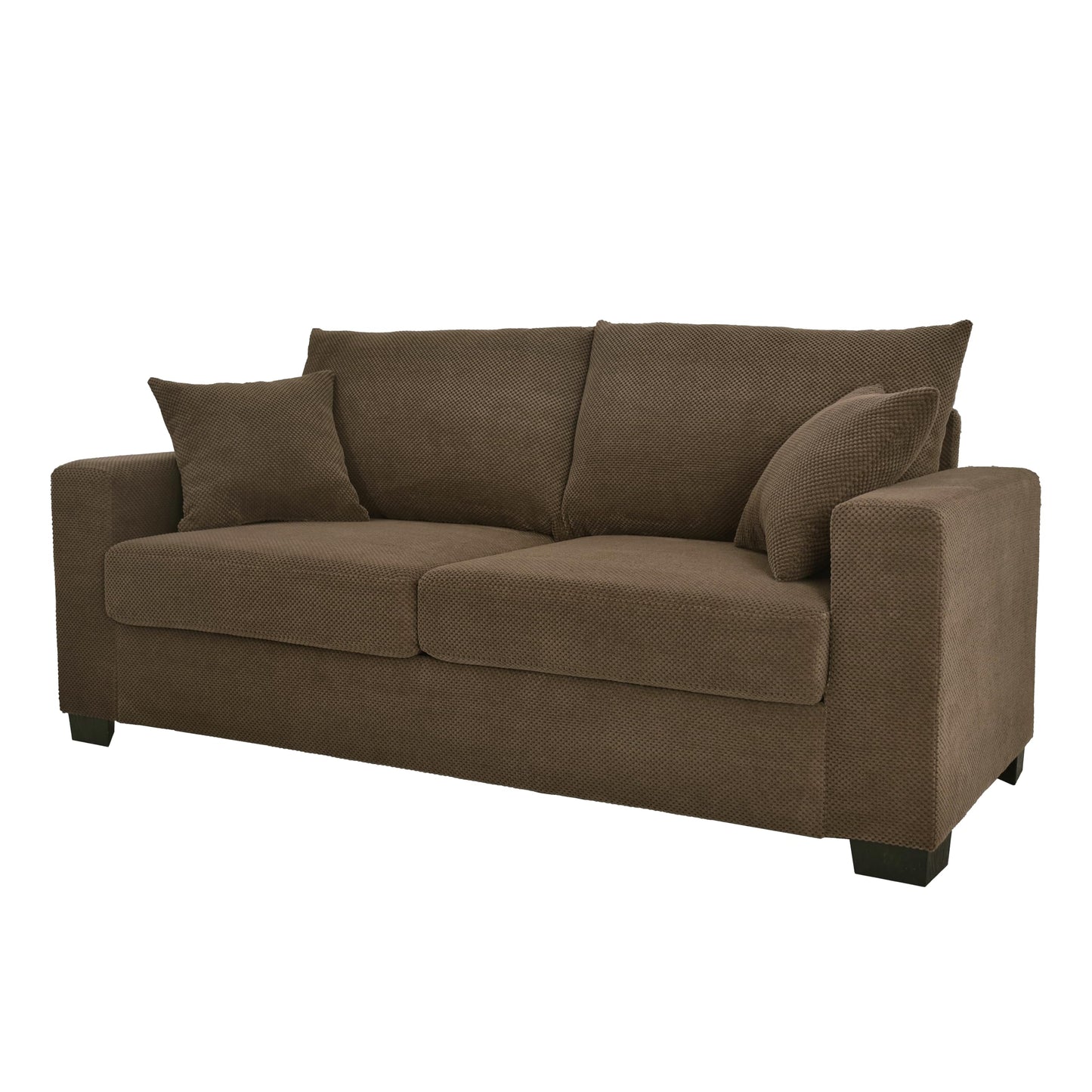 Ball & Cast 69" Loveseat Sofa, Modern Love Seat Couches for Living Room, Button Tufted Upholstered Small Couch with 2 Throw Pillows for Bedroom,Apartment,Office,Easy Assembly,Coffee