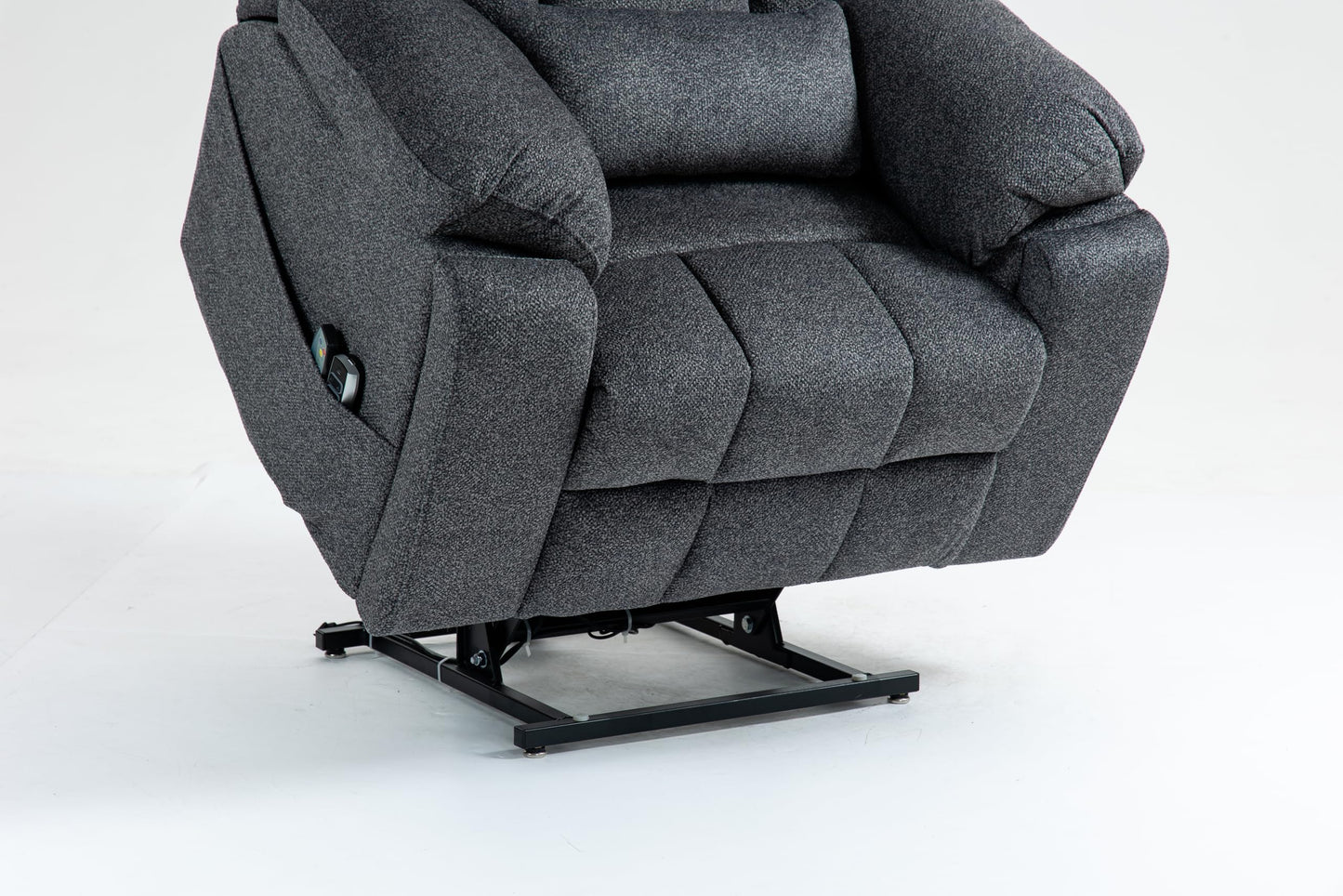 GDFStudio Oversized Power Lift Recliner Chair with 4 OKIN Motors Heat and Massage Lay Flat Electric Reclining Sofa Chair with Cup Holders Side Pockets Dual Remote Controls, Grey