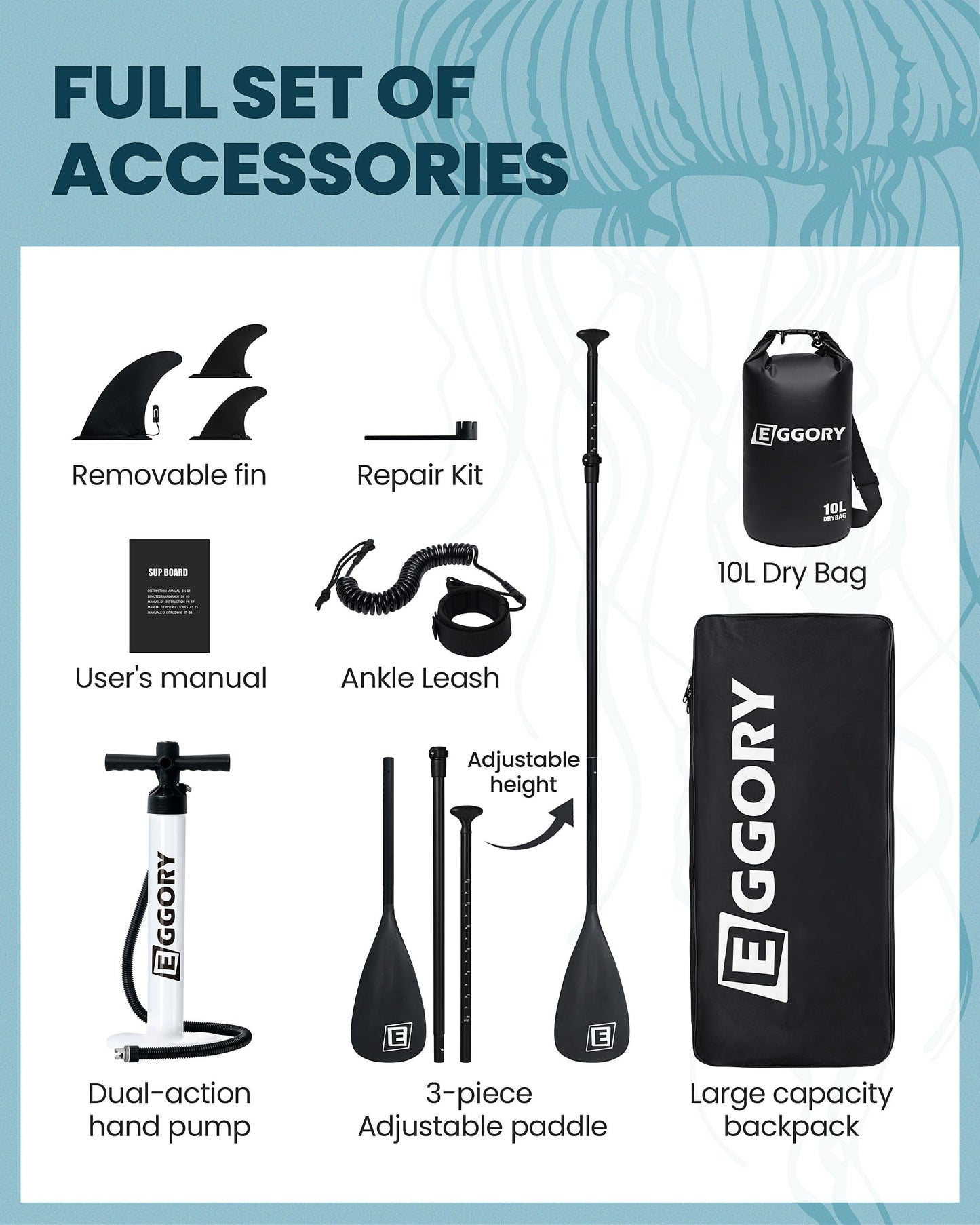 Inflatable Paddle Board,Stand Up Paddle Board Set, Extra Wide SUP Board with Removable Fin, Floating Paddle, Hand Pump, Waterproof Phone Pouch,Traveling Board (JF Dark Green)