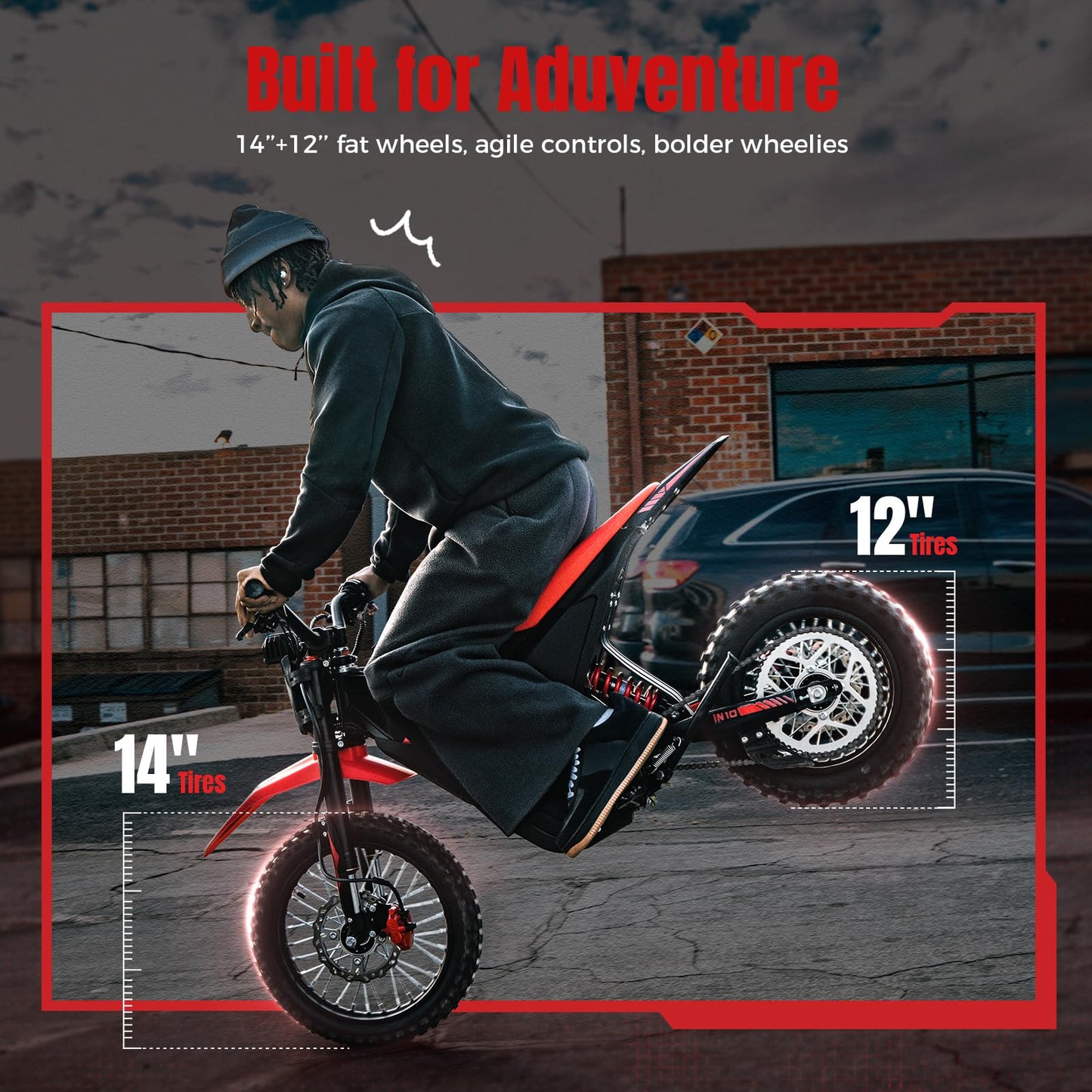 Yozma IN10 Electric Dirt Bike, 2600W 40MPH Electric-Motorcycle with 48V/23AH Battery Ebike, Full Hydraulic Brakes and Suspensions Mountain Off-Road E Dirt Bike, for Teens & Adults