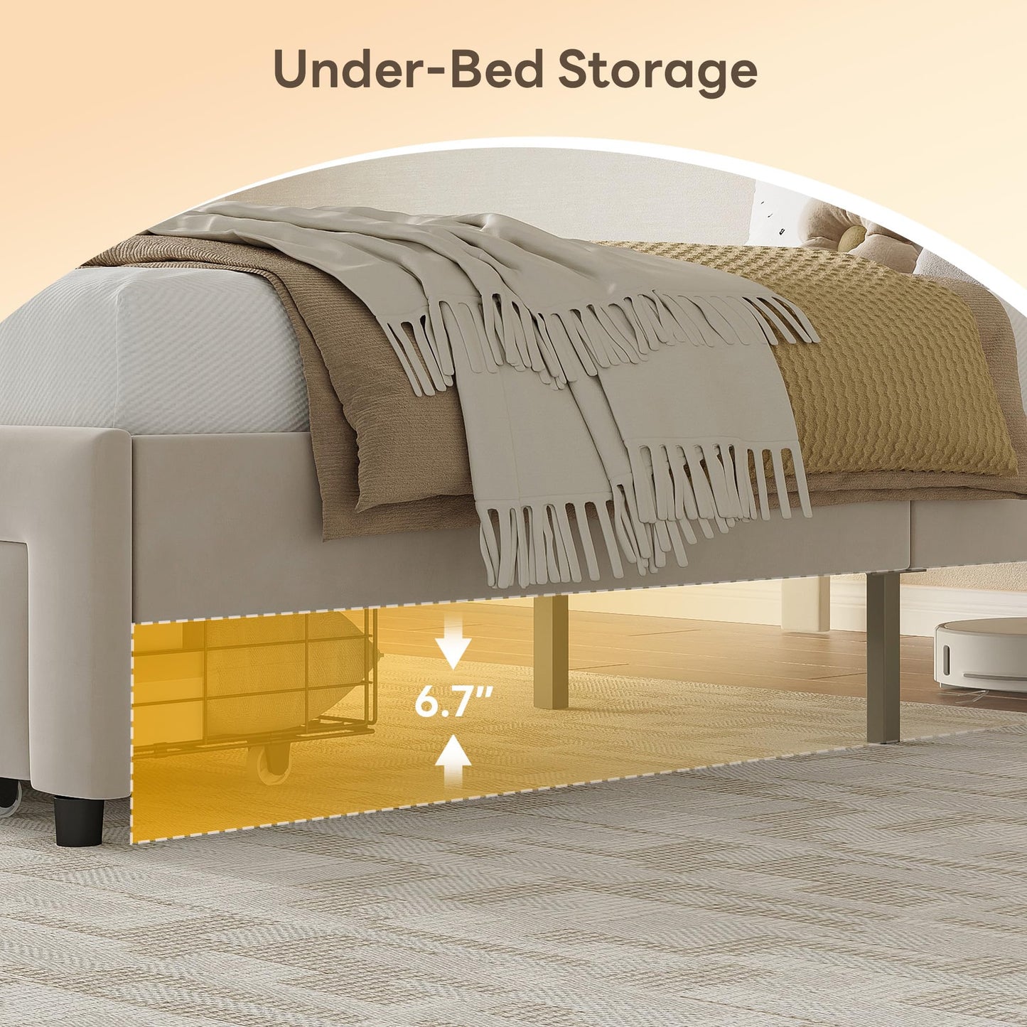 LIKIMIO Twin XL Bed Frames with Storage Drawer, LED Lights & Charging Station, Upholstered Modern Platform XL Twin Bed Frame with Headboard, No Box Spring Needed, Easy Assembly, Noise-Free, White