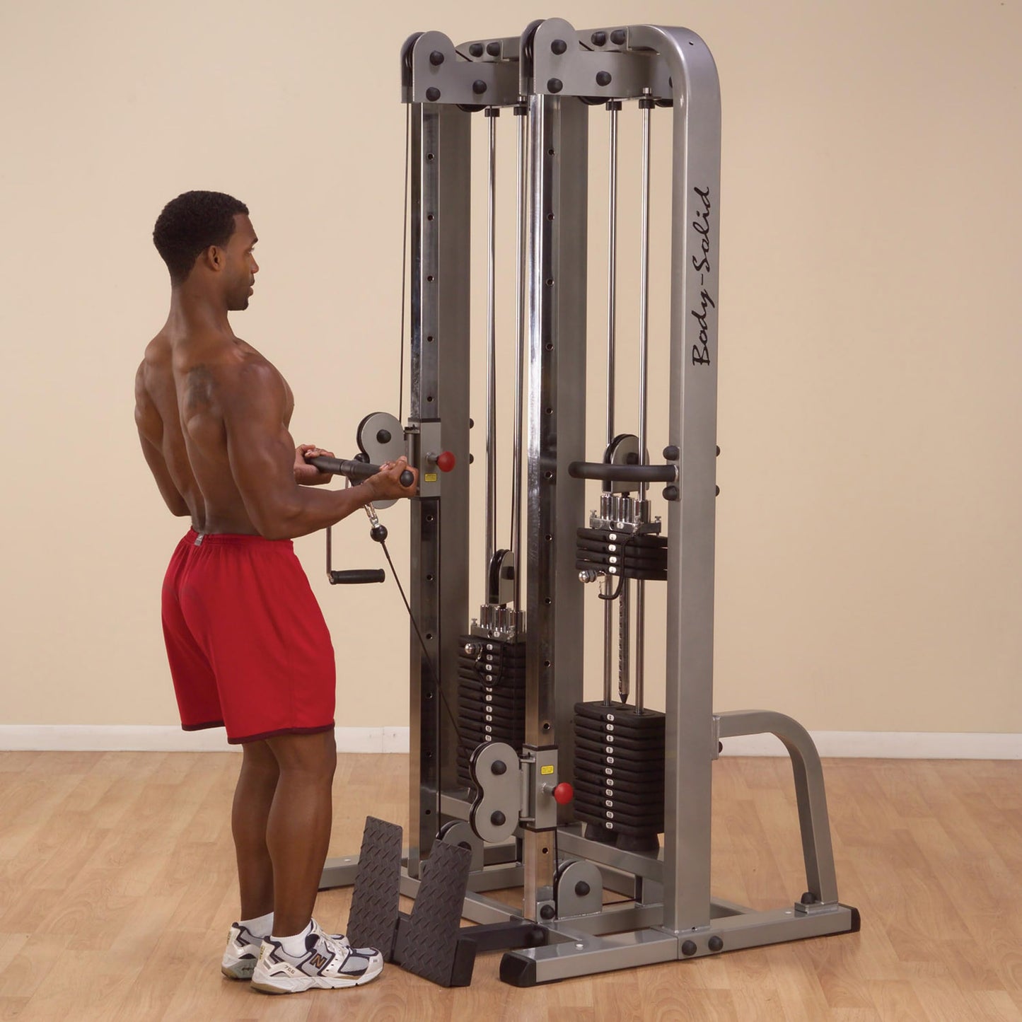 Body-Solid (SDC2000G/2) Pro ClubLine Dual Cable Column with Dual Stacks for Pull Down, Curls and Presses, Vertical Pulley Plate Loaded System for Home and Commercial Fitness Gym, 210 lb Weight Stack