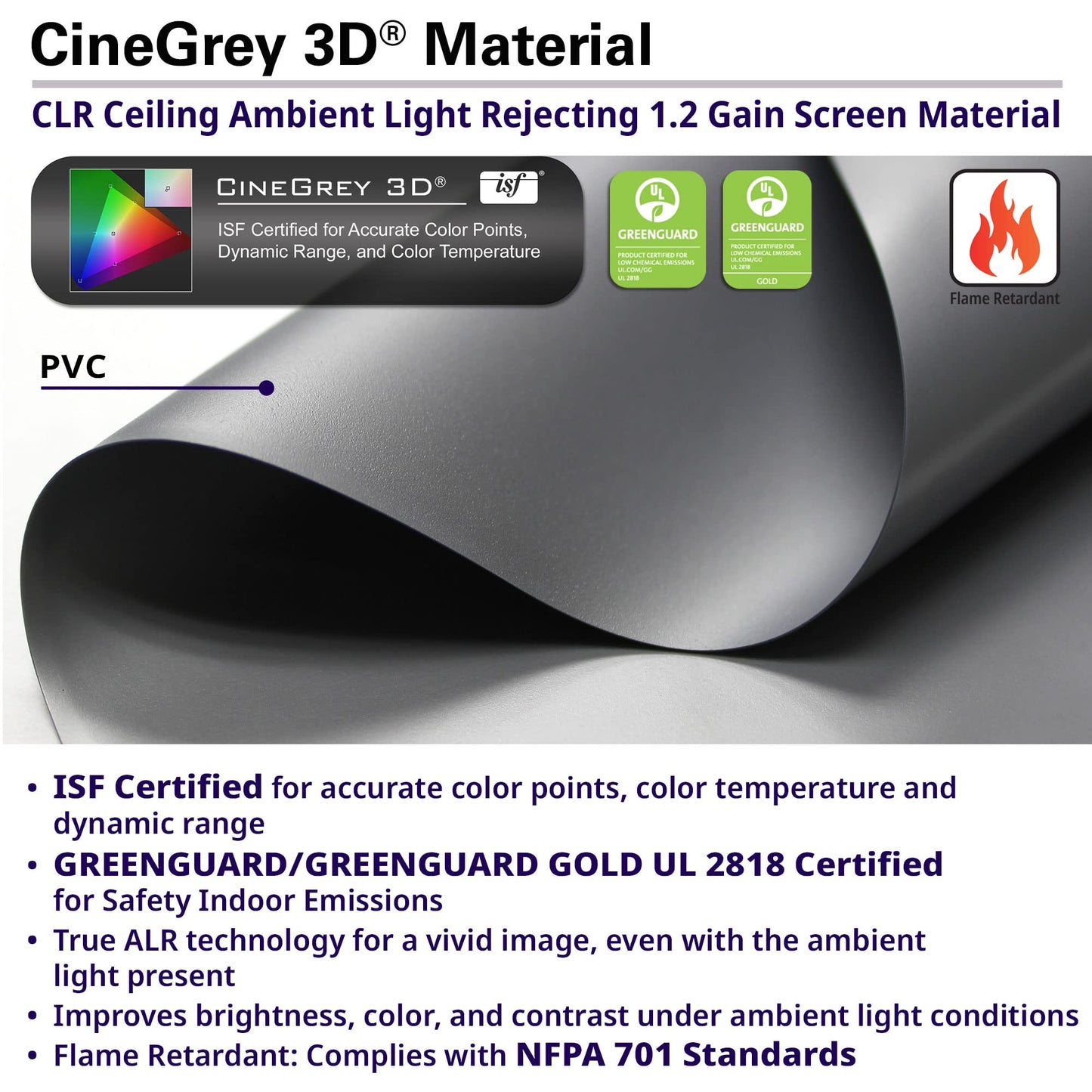 Elite Screens 158 inch CLR/ALR Projector Screen 16:9 4K, Standard Throw Projection, Edge Free Ambient Light Rejecting Grey for Indoor Movie Screen Home Theater - Aeon CineGrey 3D- AR158DHD3