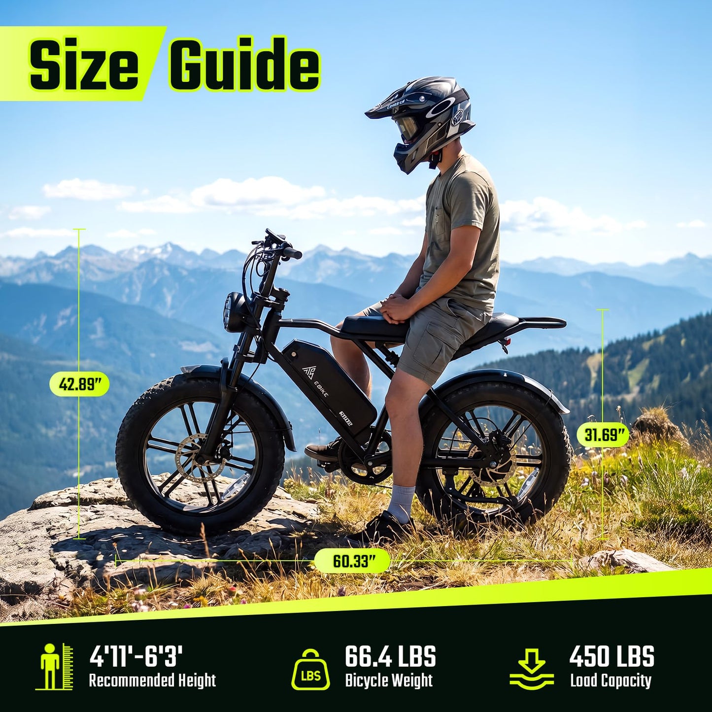 TS TST GRP LLC Electric Bike for Adults, Peak 1500W Motor Retro Ebike, Range 65Miles, 48V 15Ah Removable Battery, 20"x4" Fat Tires, Full Suspension, Off-Road E Bike for City Commuting
