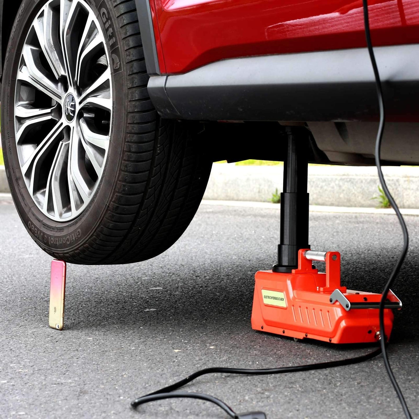 E-HEELP 15 Ton Electric Hydraulic Floor Jack, 12V DC Heavy Duty Truck Jack with LED Light for RV, SUV, Van, Sedan, Trucks (7.8-20.4 Inch Lift)