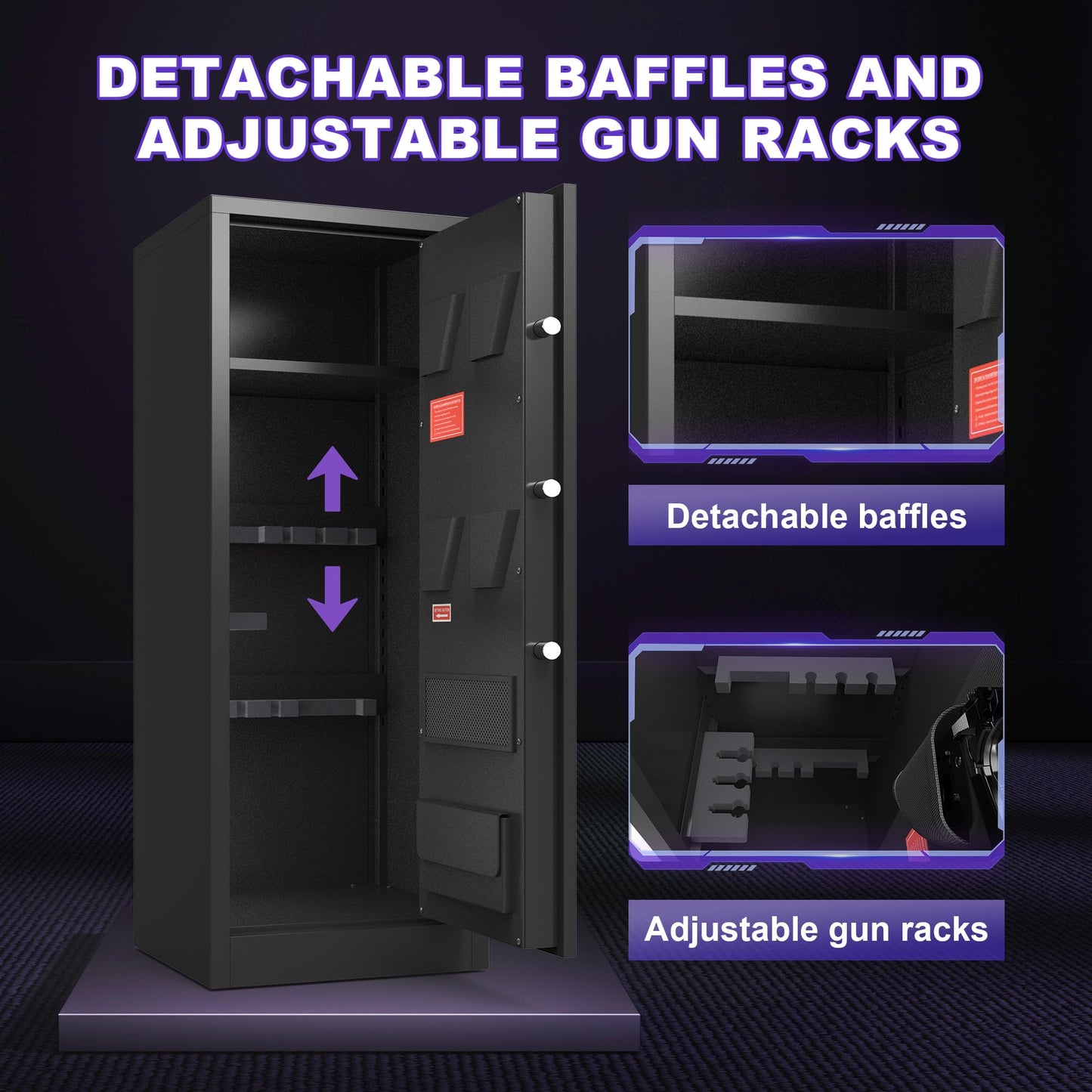 8-10 Gun Safe for Rifles and Pistols, Gun Cabinets for Rifles and Shotguns, Long Gun Safe for Home Rifle and Pistols with Dual Alarm & Mute Mode, Gun Cabinet with Quick Access and Gun Rack
