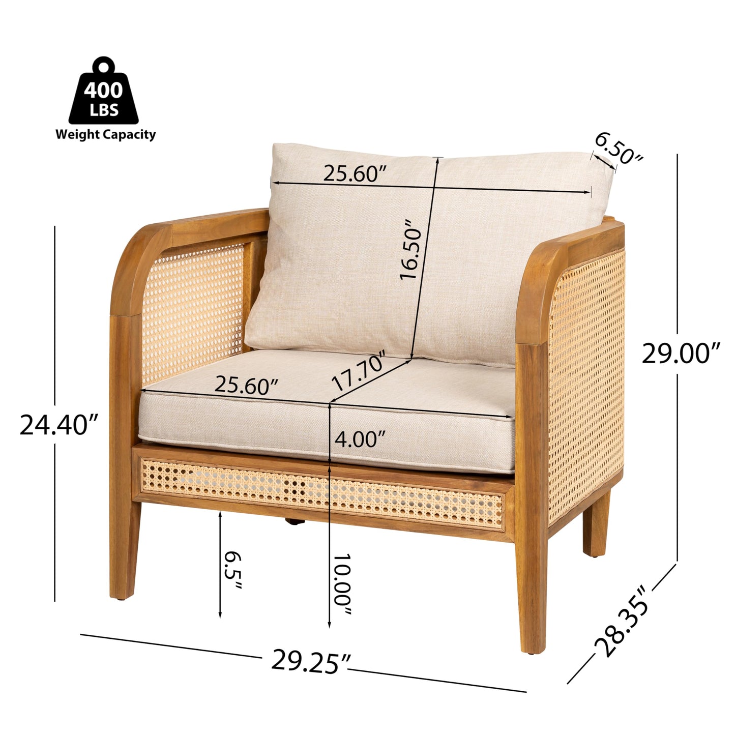 Christopher Knight Home Tilden 3-Piece Patio Furniture Set, 4-Seater Acacia Wood Outdoor Patio Sectional Furniture Set, Garden Wicker Loveseat and Accent Chair Set with Removable Cushions, Teak+Beige