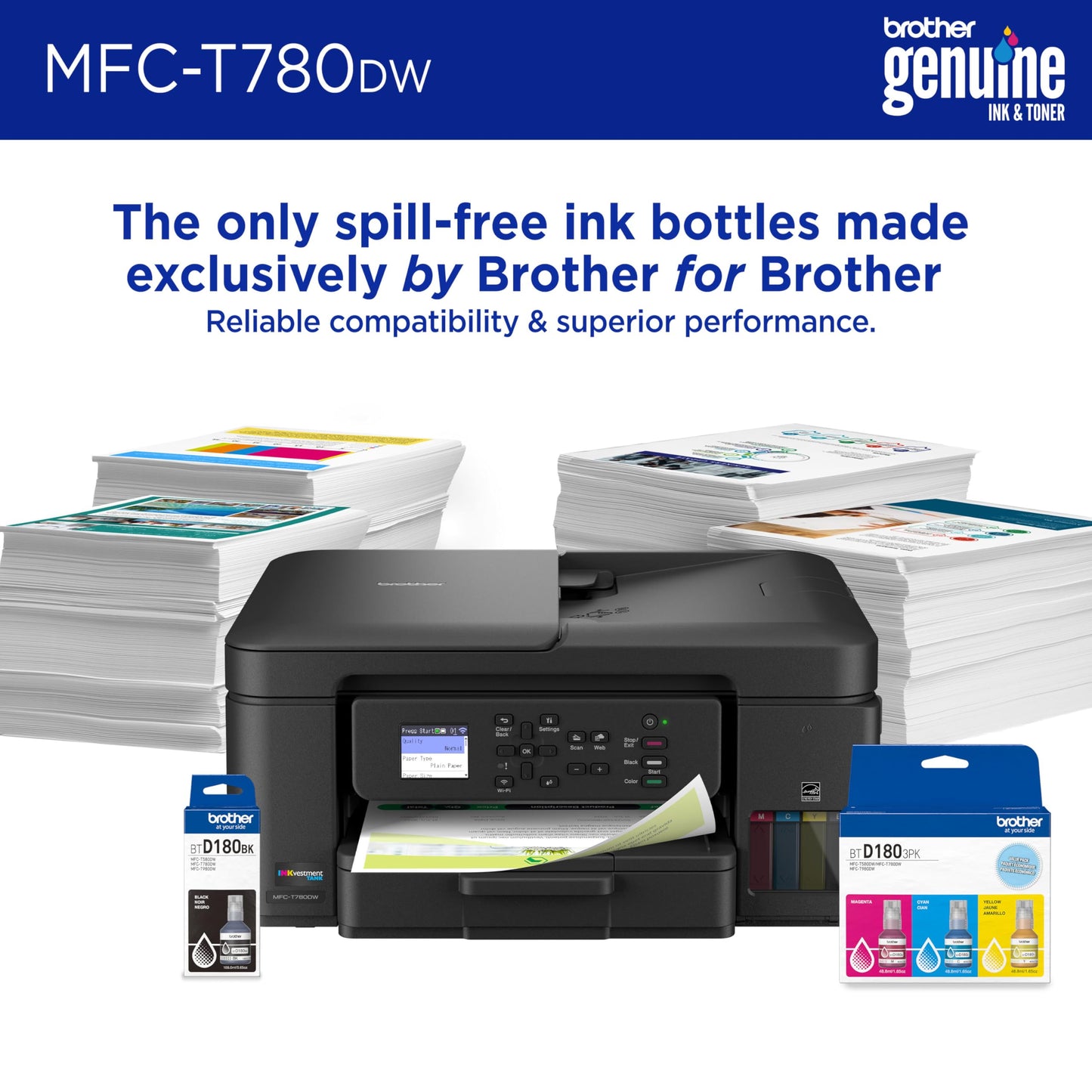Brother INKvestment Tank 780 Wireless Color Inkjet All-in-One Printer with Duplex Printing | Includes up to 3 Years of Ink in-Box(1) and a 3-Year Limited Warranty(2) (MFC-T780DW)